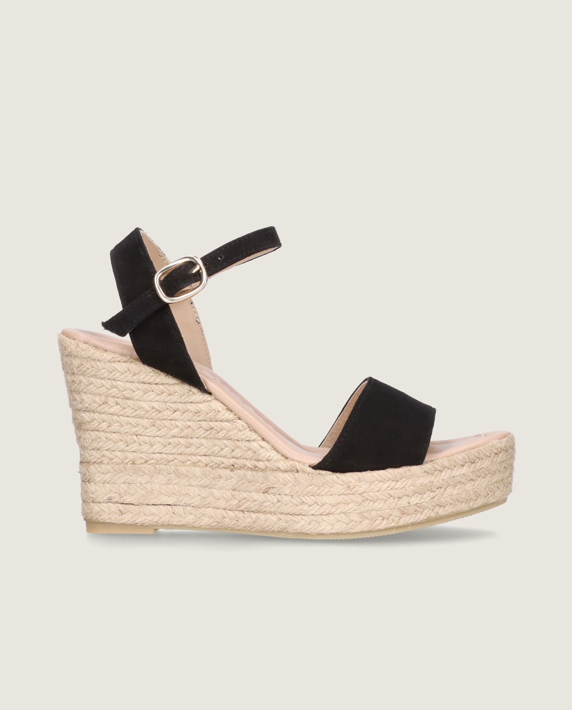 Espadrilles Esparto Kenya Schwarzes Wildleder