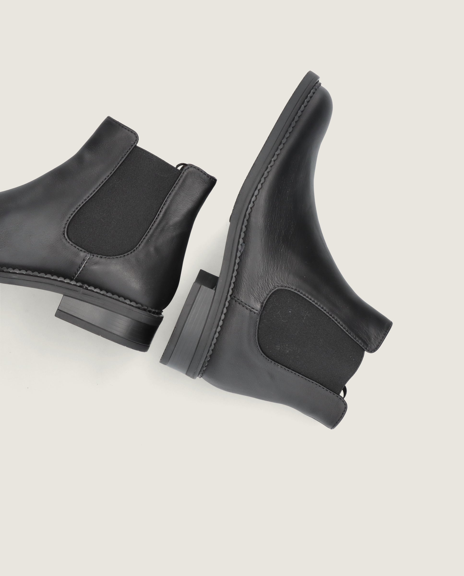 Napoli Black Leather Ankle Boots