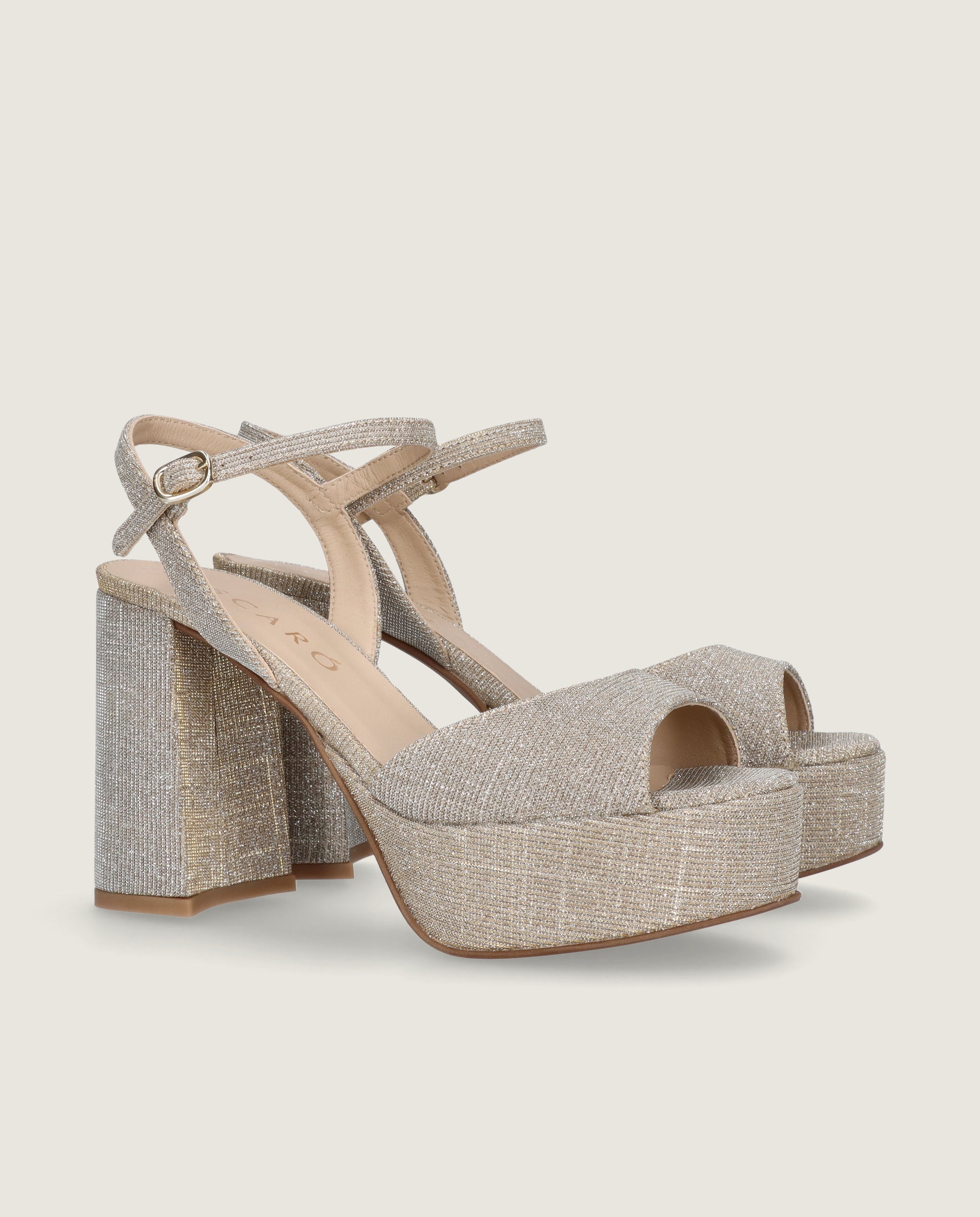 Imagen de Sandalias Ruth Plateados Tejidos metalizados por Mascaro