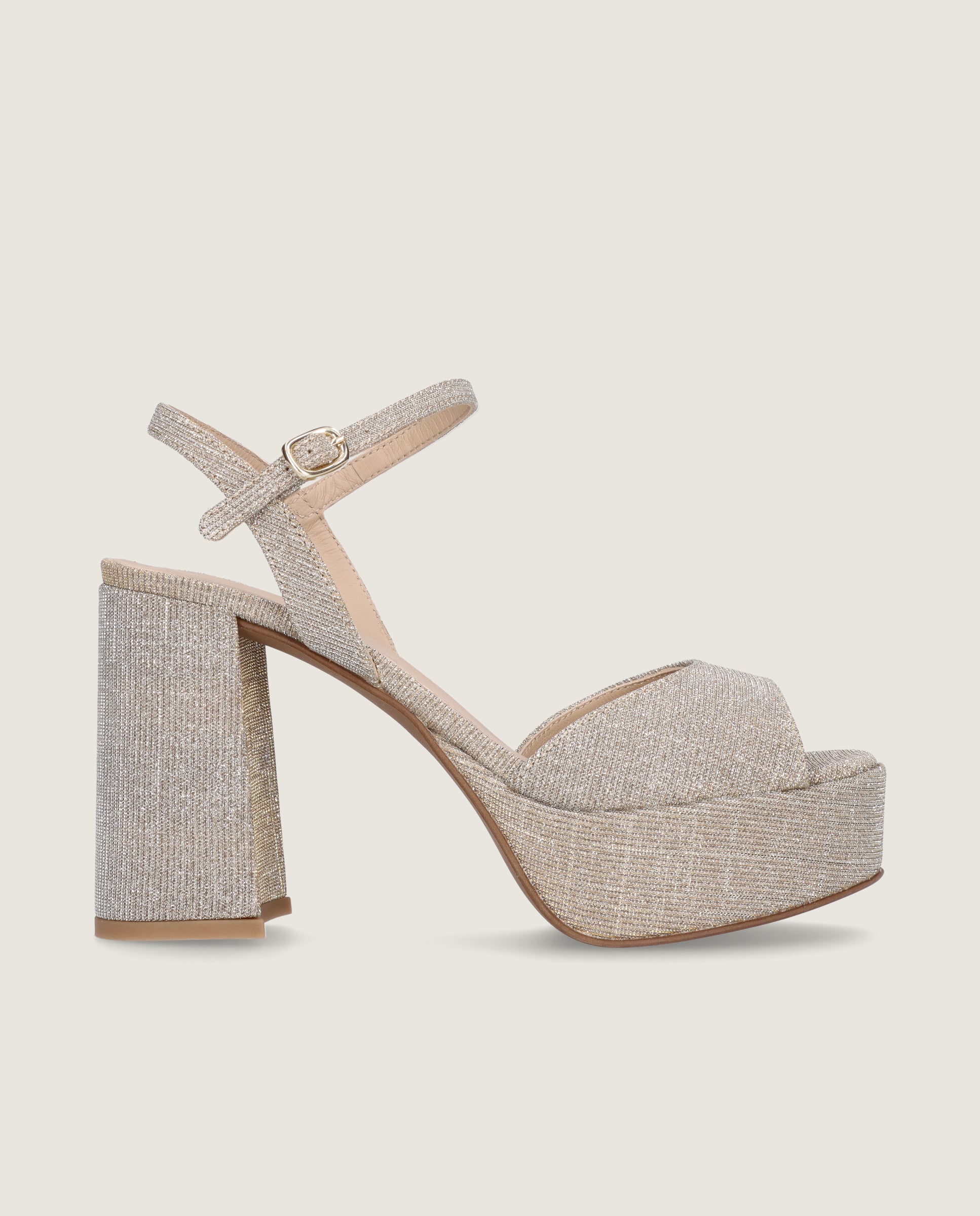 Ruth Sandalen Silber Metallic Gewebe