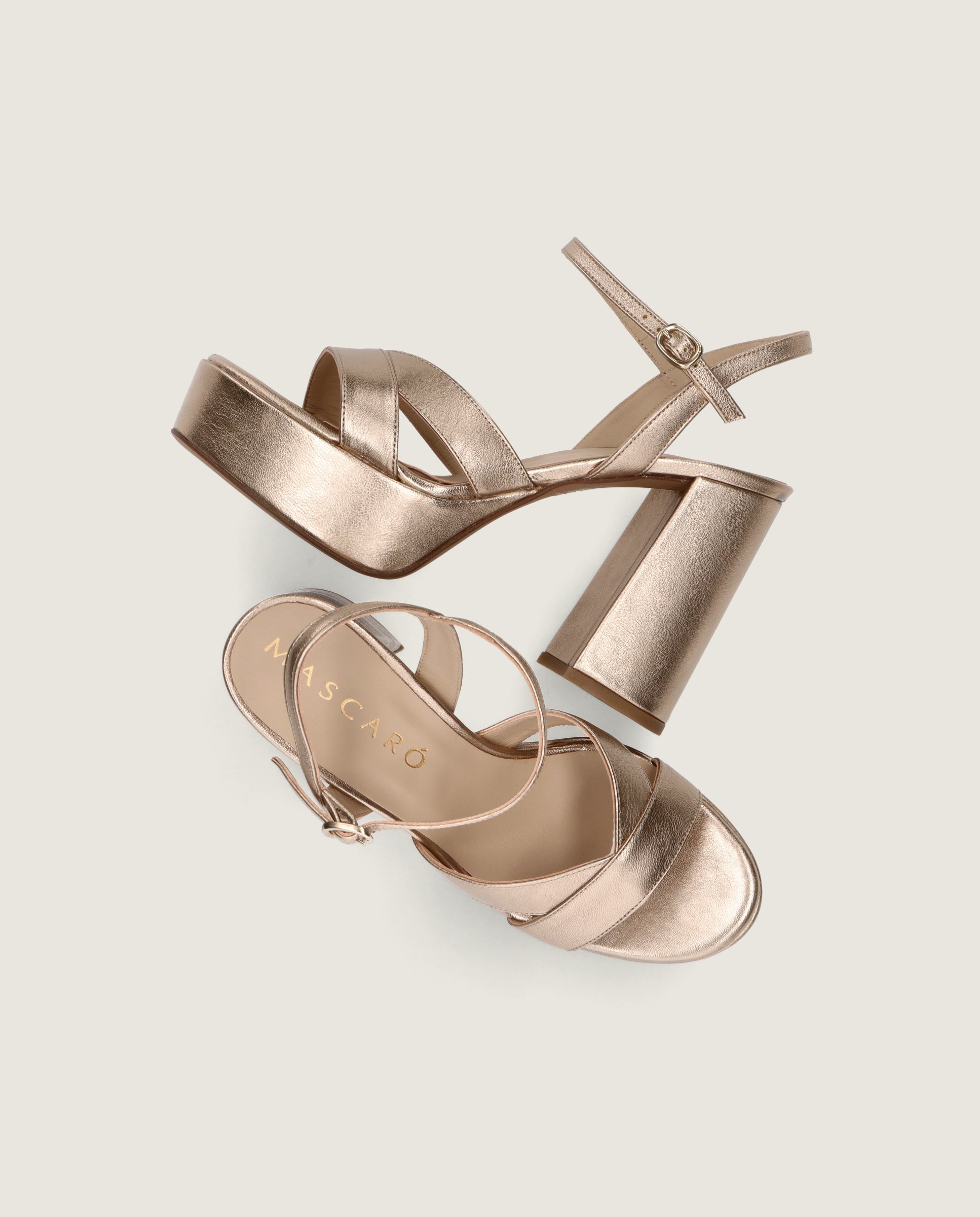Ruth Sandalen Goldene Metallische Leder