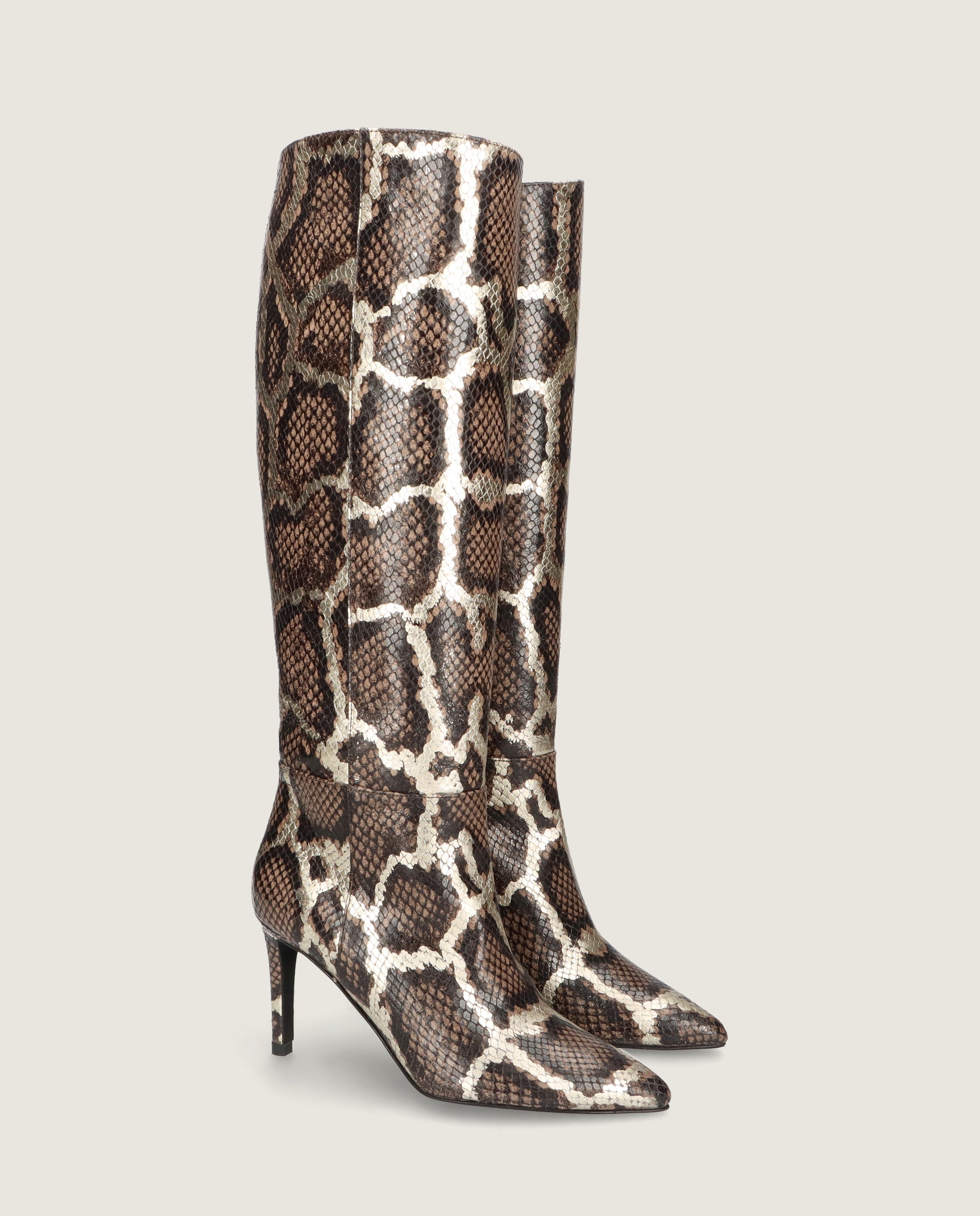 Renata Stiefel Braun Bedrucktes Leder