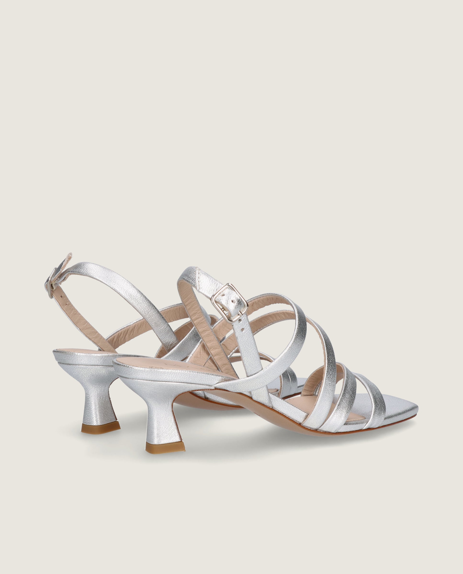 Sandalias Mandy Plateados Piel