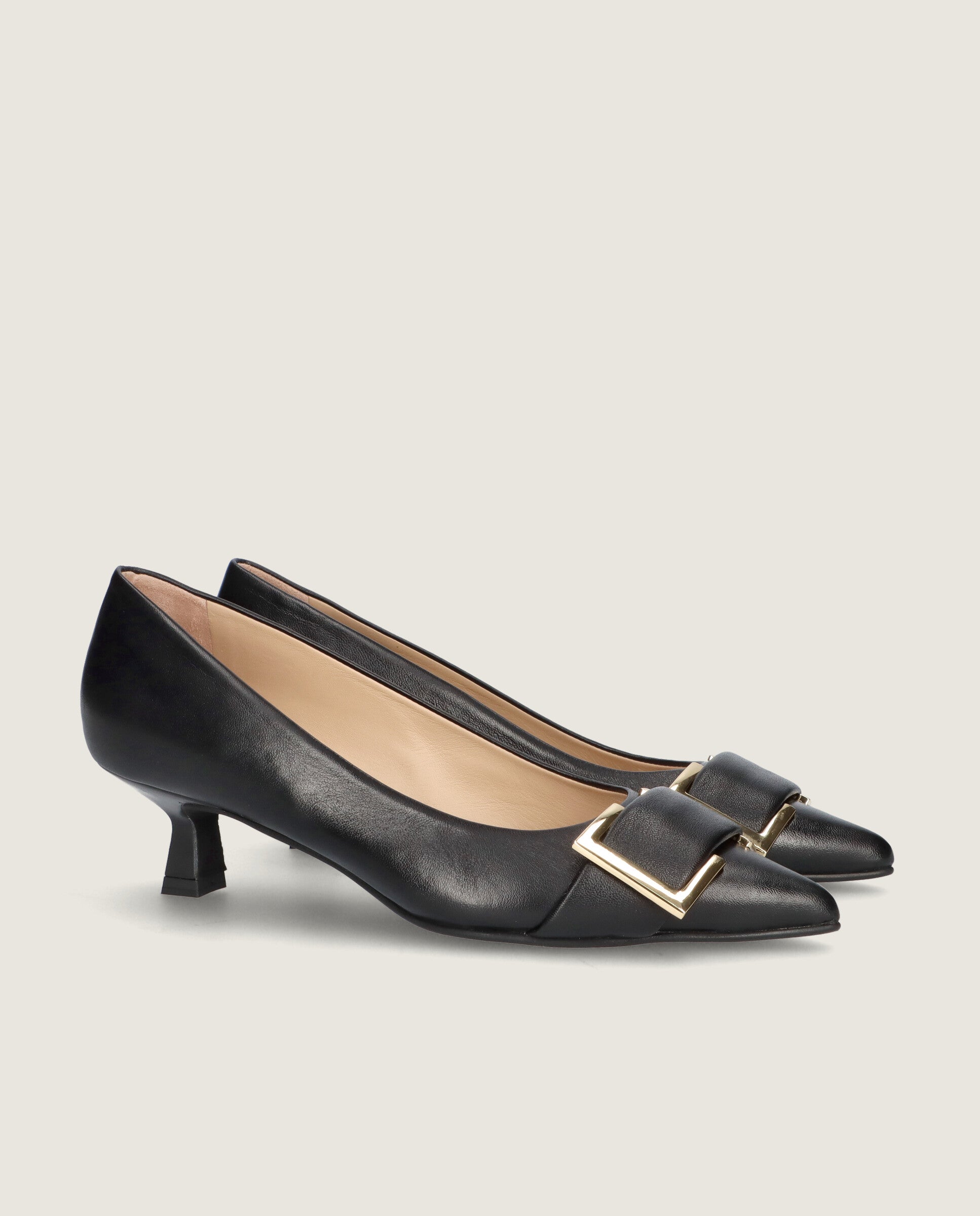 Image of Harriet Black Leather Pumps by Mascaro