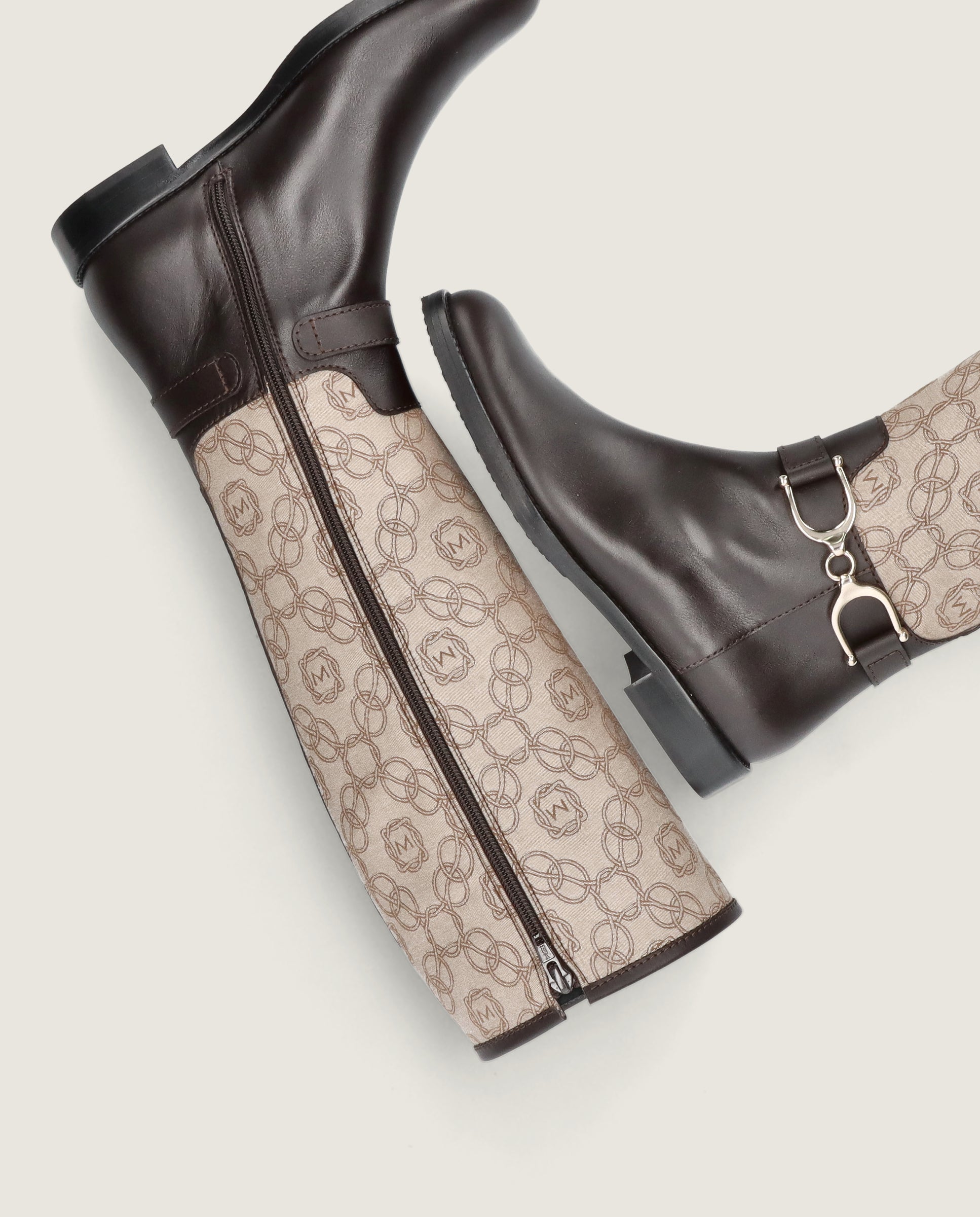 Braune Napoli Stiefel Gewebe