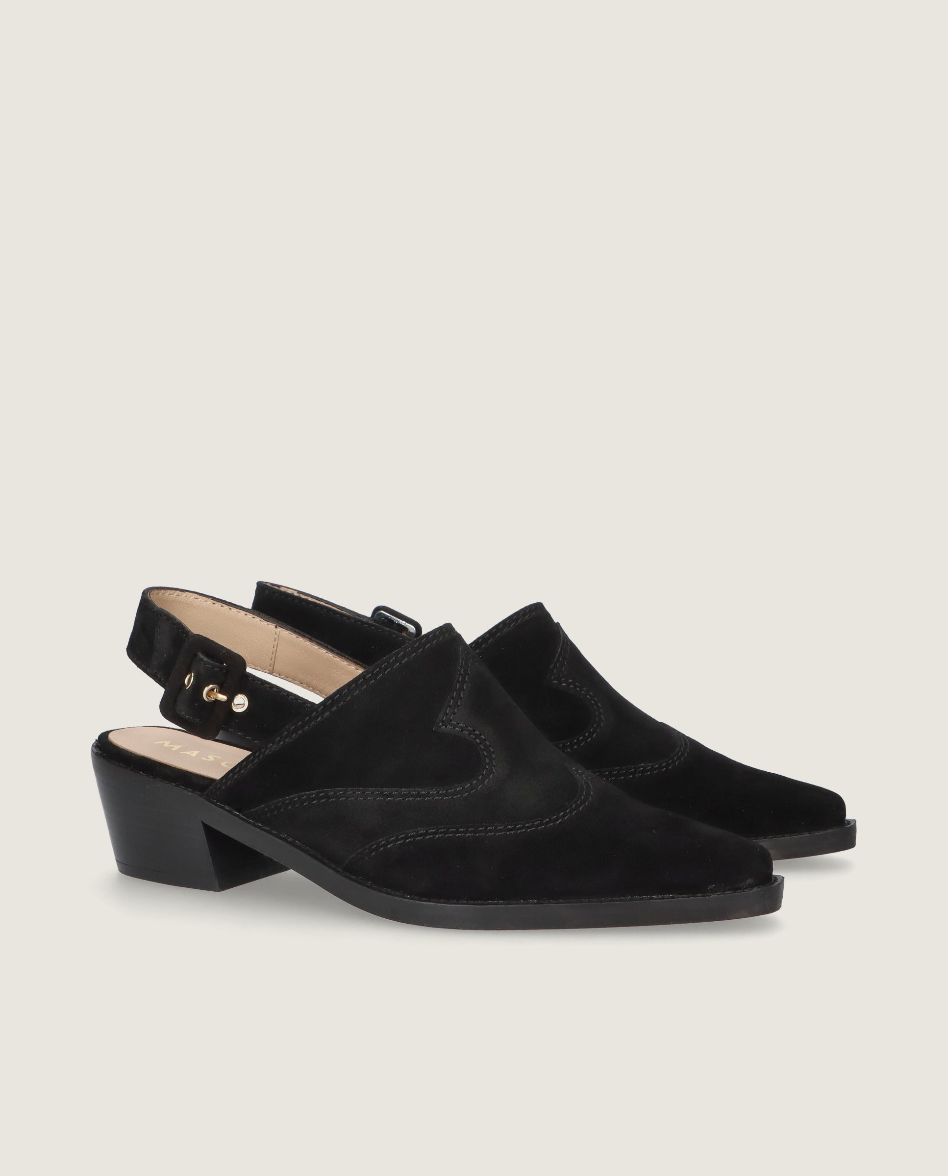 Image of Nashville Black Suede Mules by Mascaro