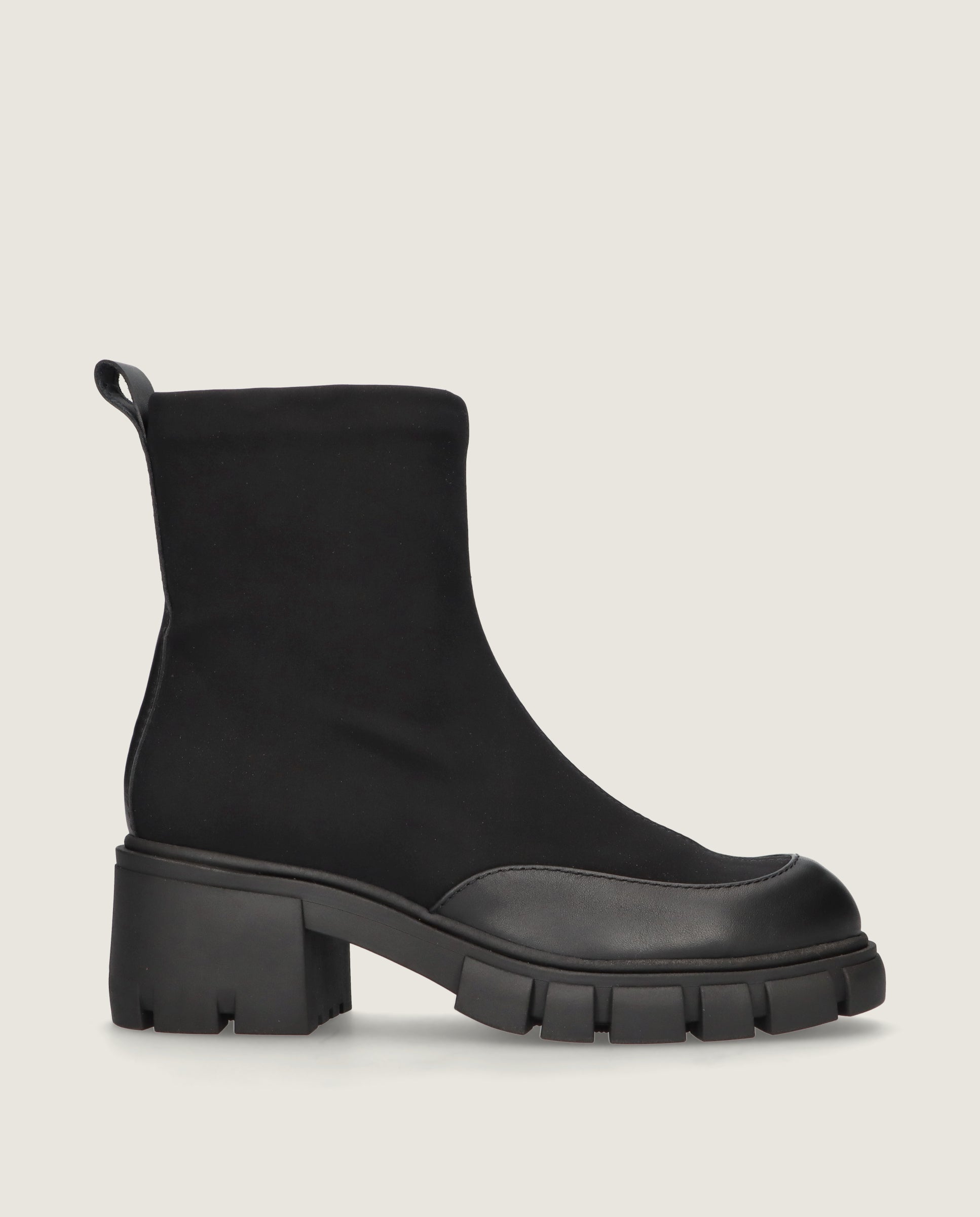 June Black Woven Ankle Boots