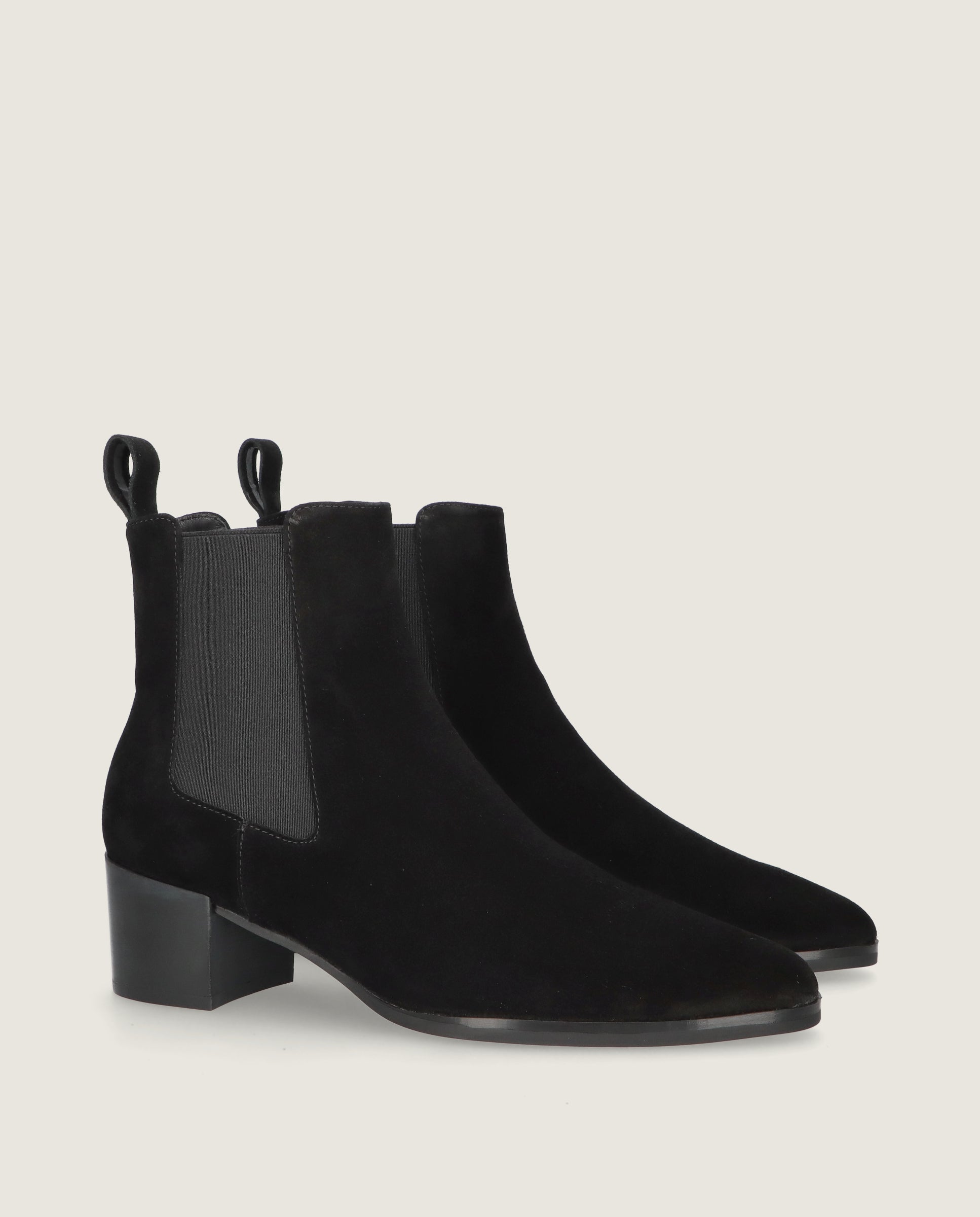Image of Sharon Black Suede Ankle Boots by Mascaro