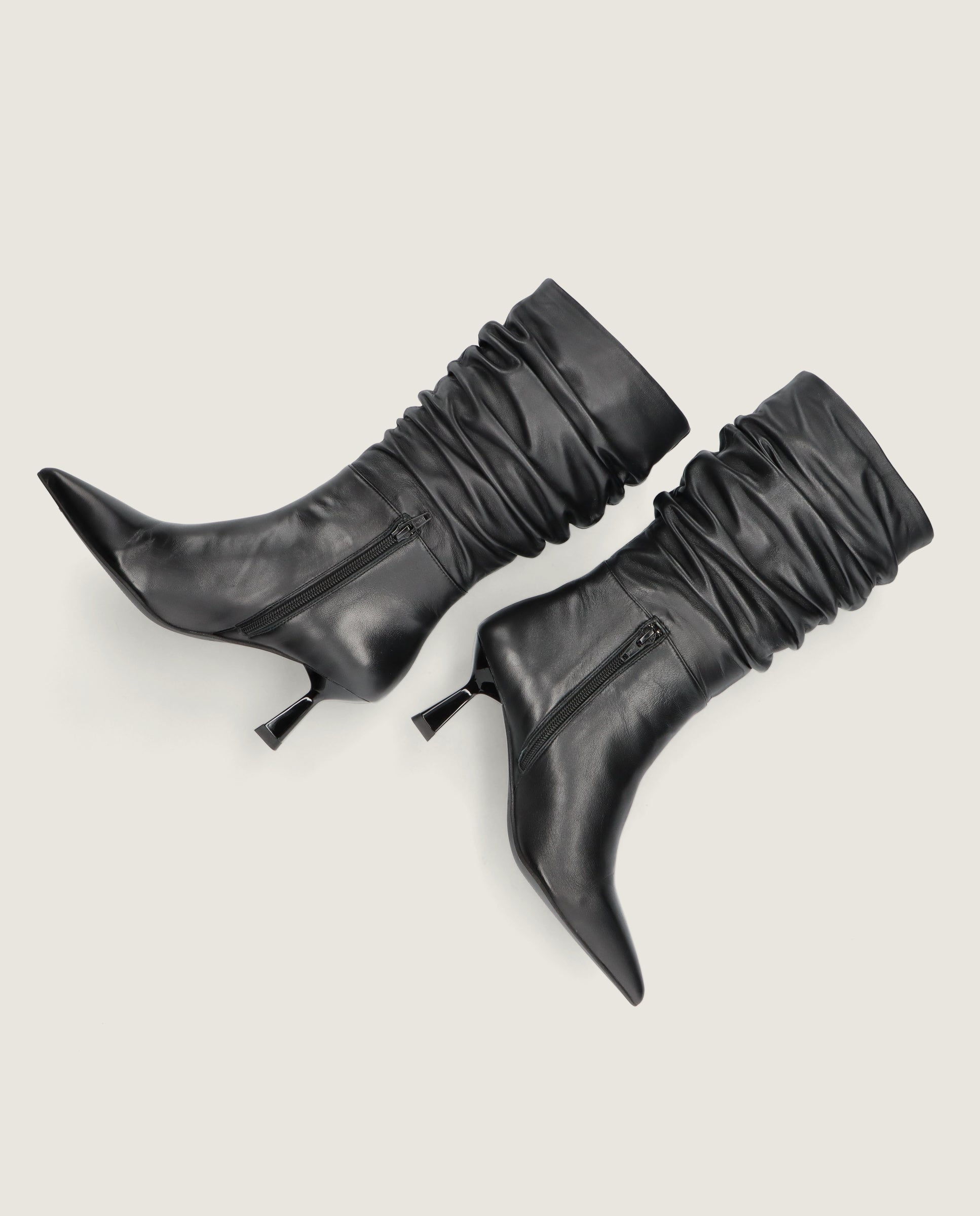 Aretha Black Leather Boots