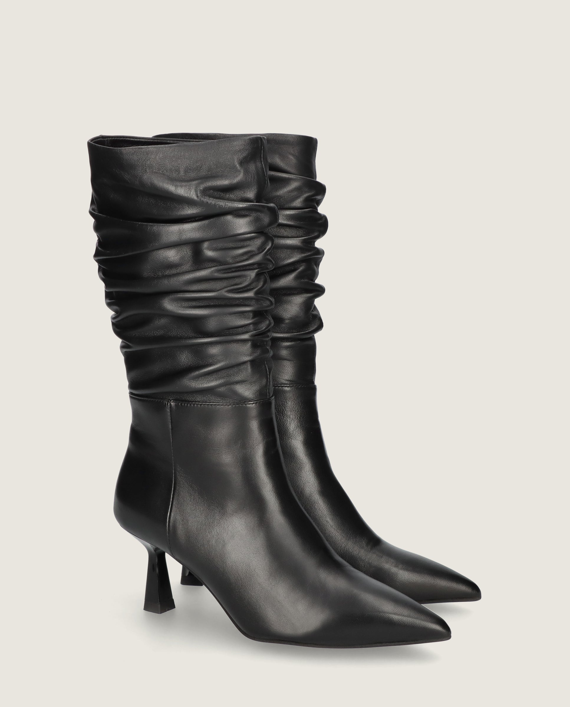 Image of Aretha Black Leather Boots by Mascaro