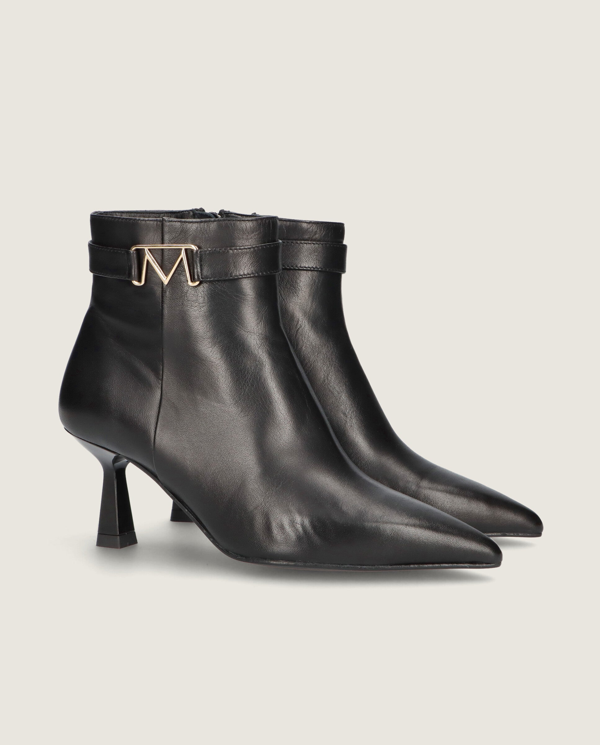 Image of Aretha Black Leather Ankle Boots by Mascaro