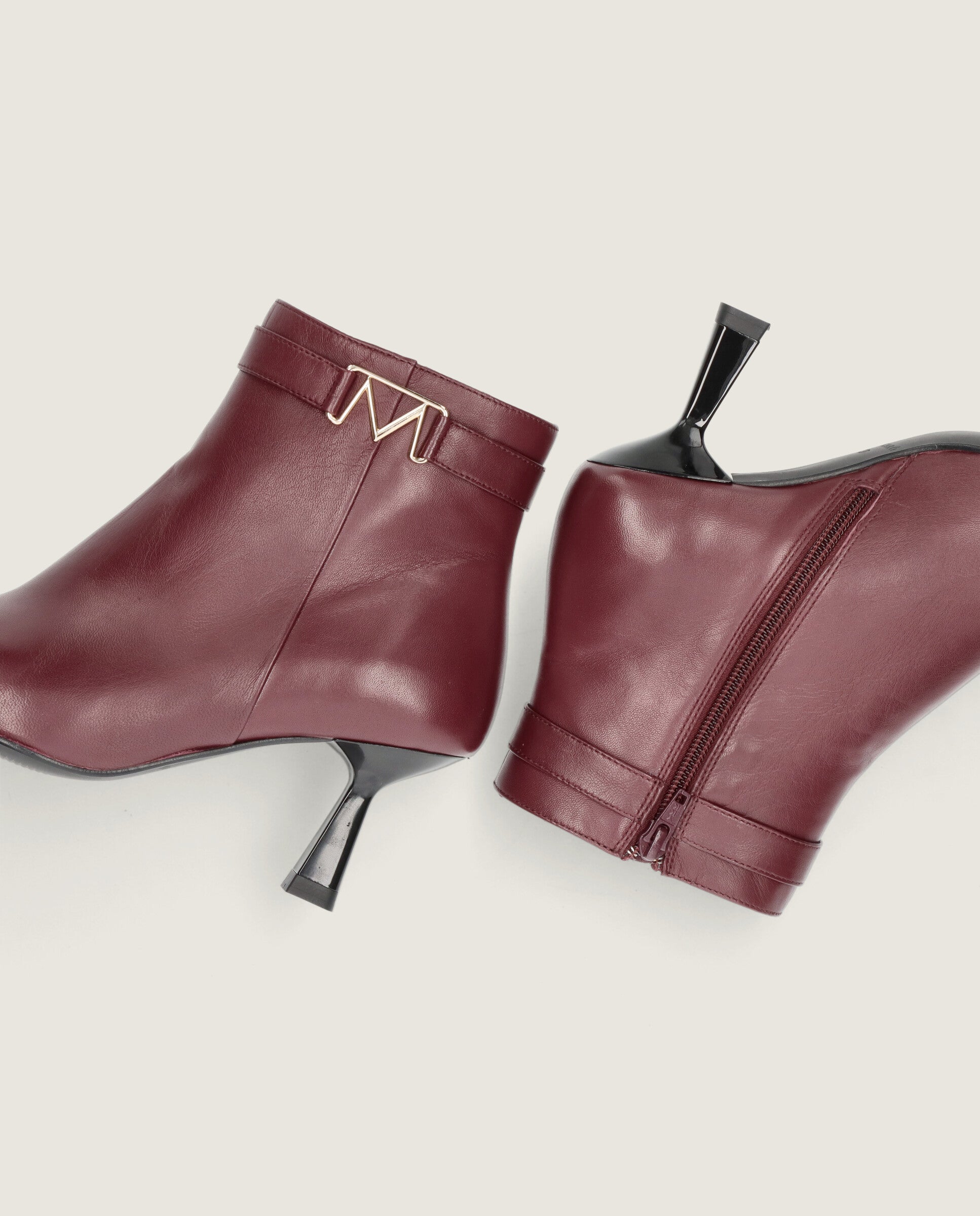 Bottines en cuir rouge Aretha