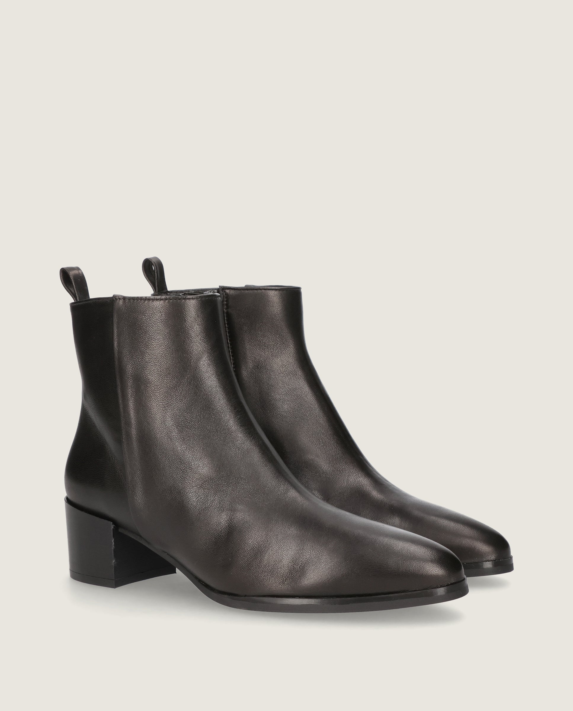 Image of Sharon Black Leather Ankle Boots by Mascaro