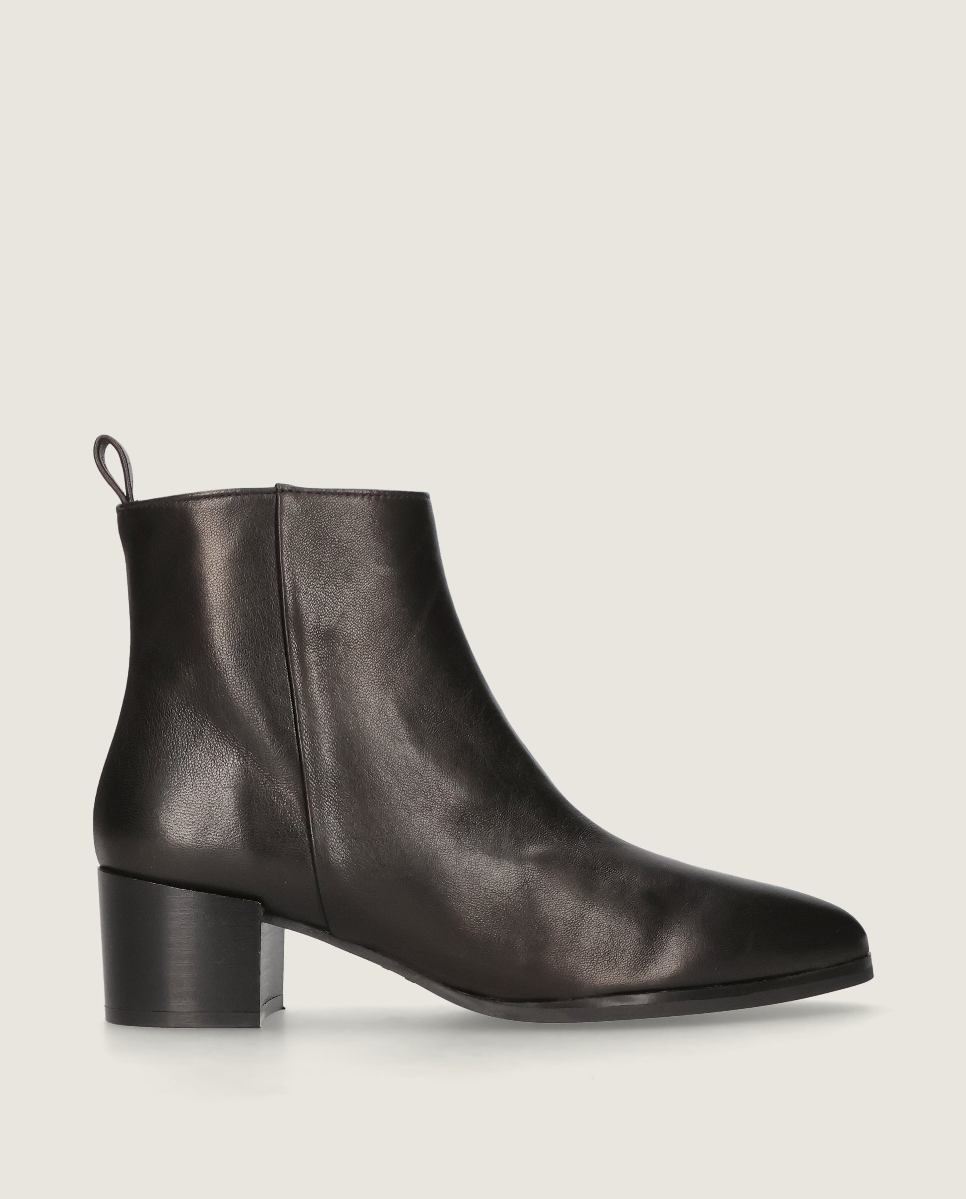 Sharon Black Leather Ankle Boots