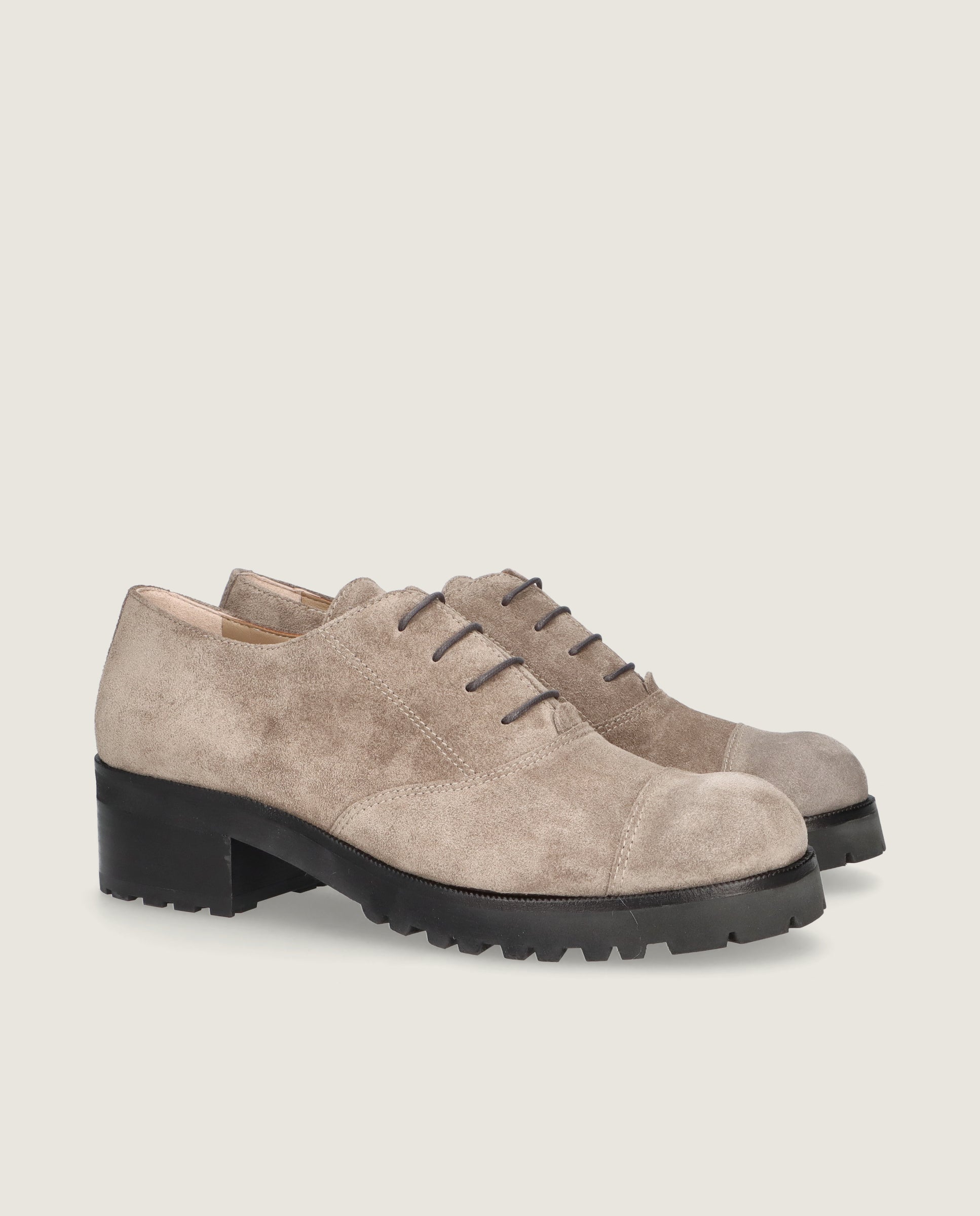 Zapatos Acordonados June Grises Ante