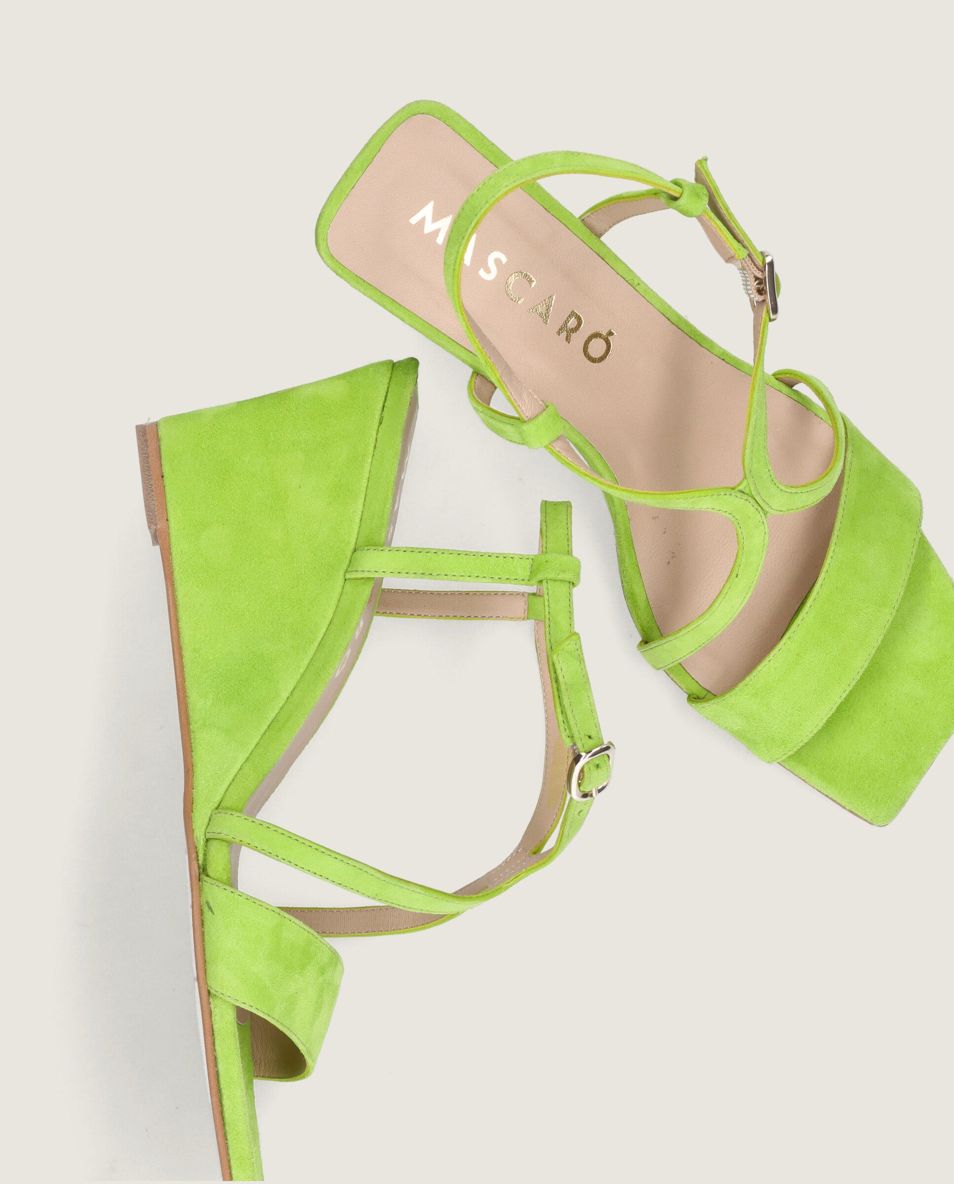 Sandales en daim vert Stella