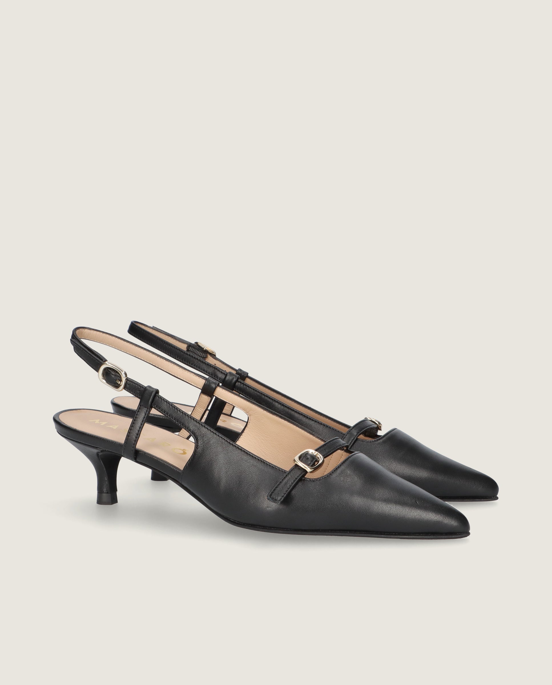 Image of Harriet Black Leather Pumps by Mascaro