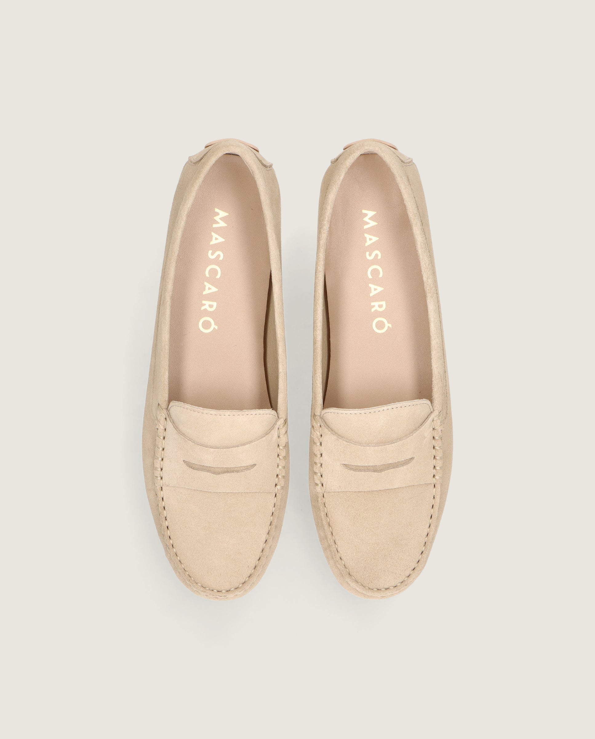 Josephine moccasin in sand coloured suede