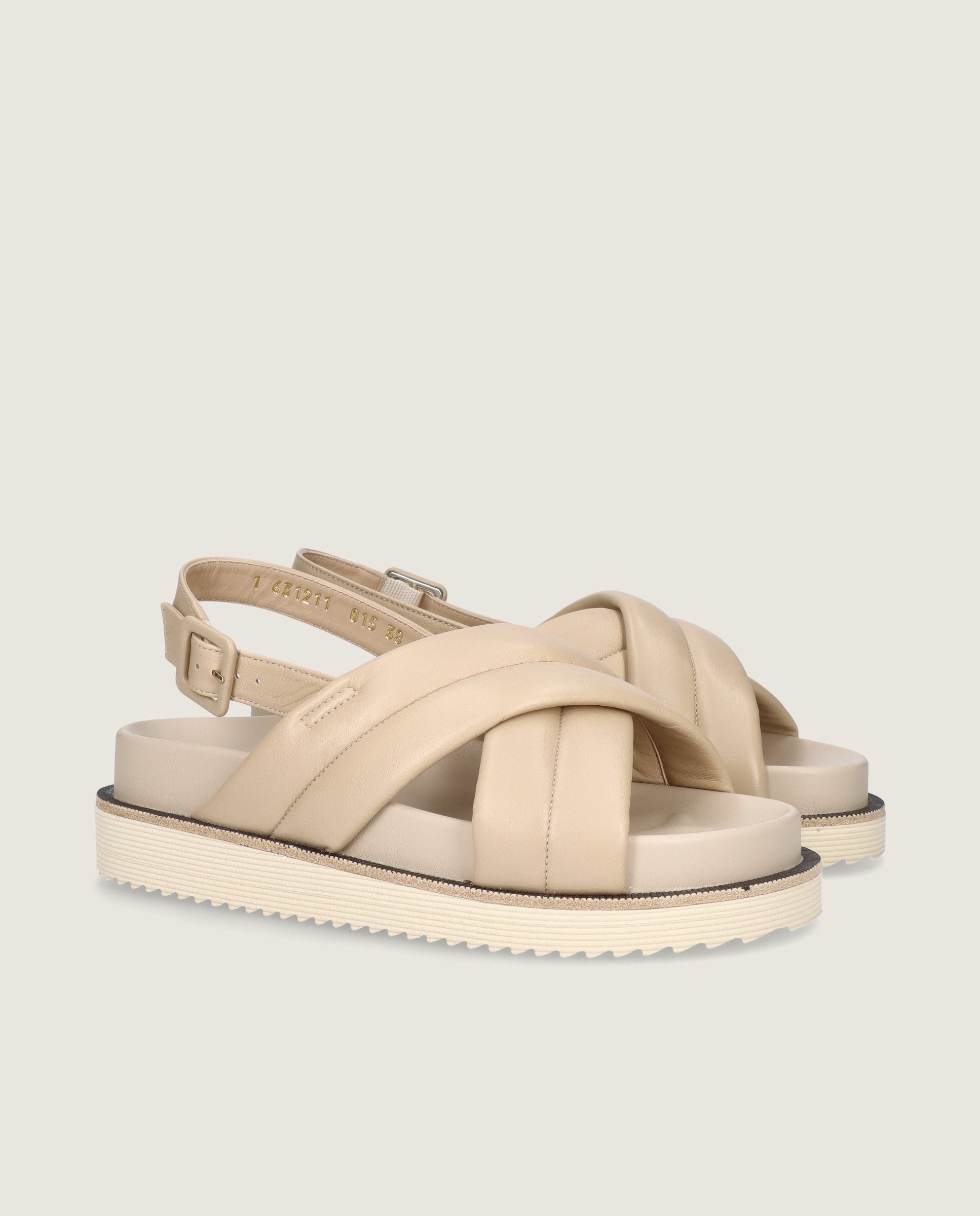 Image of Ivy Beige Leather Sandals by Mascaro