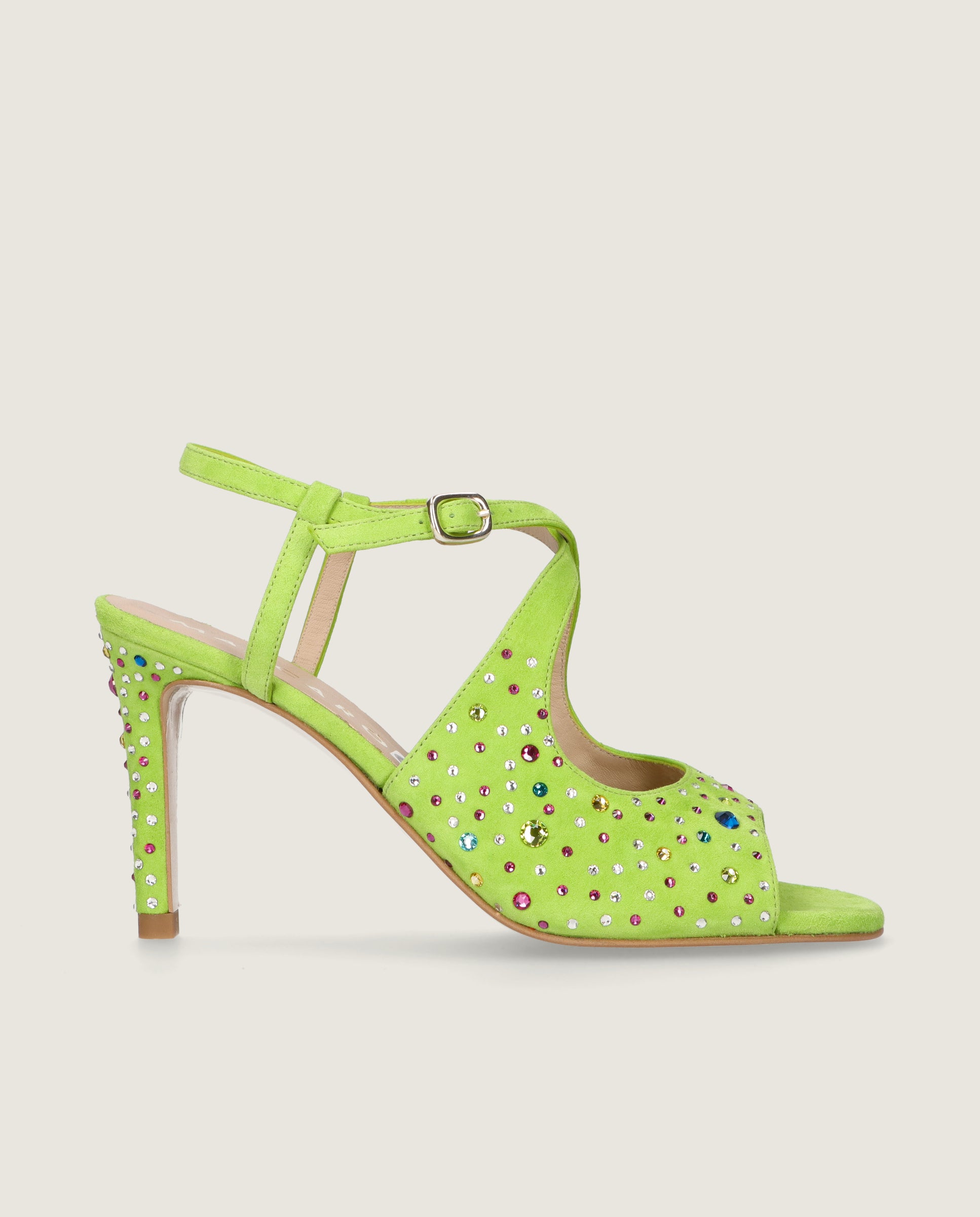 Sandales en daim vert Ruth