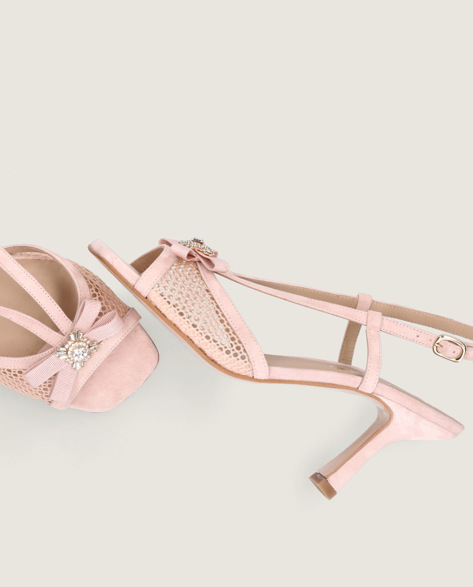 Beige Rote Mykonos Sandalen