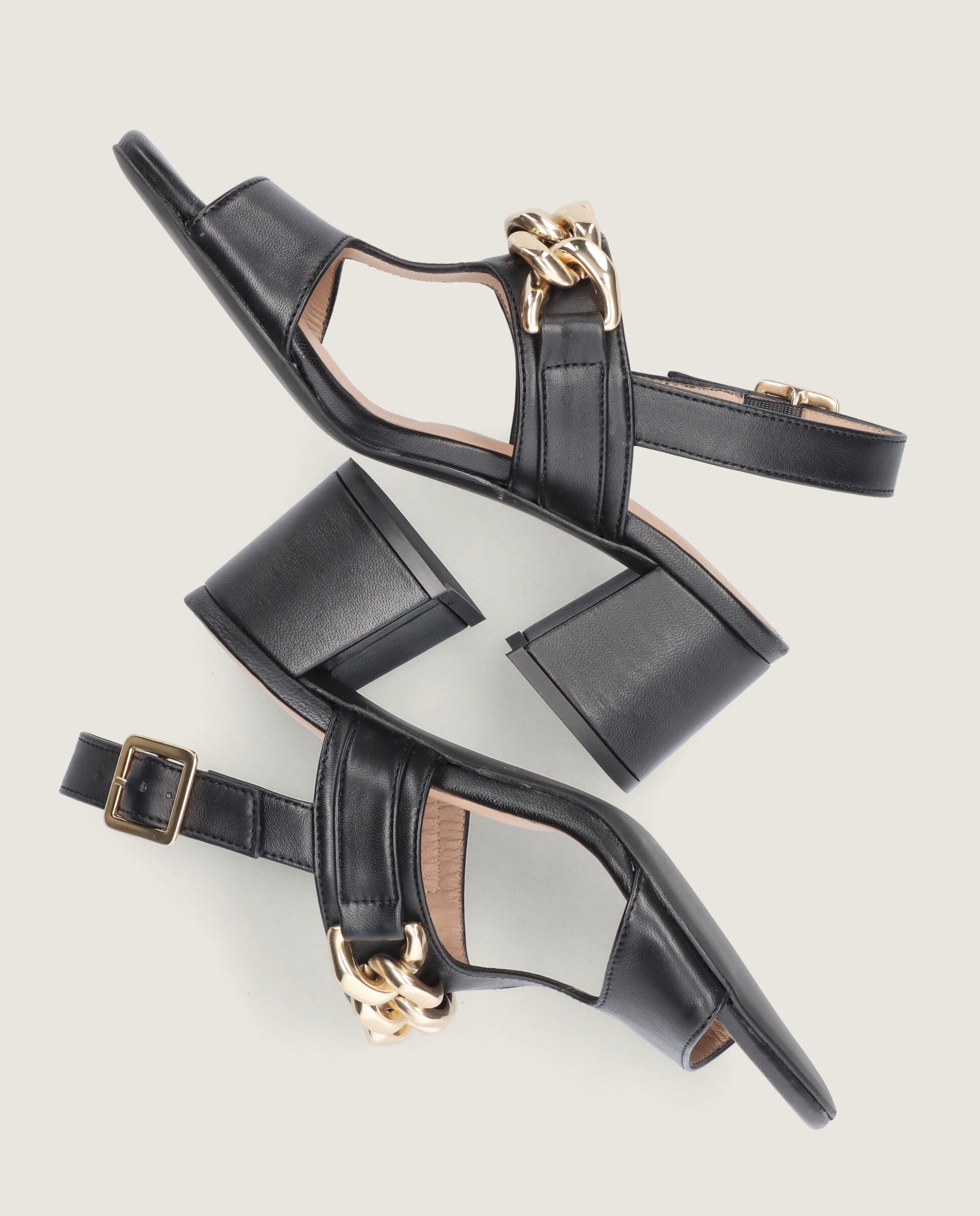 Yolanda Black Leather Sandals