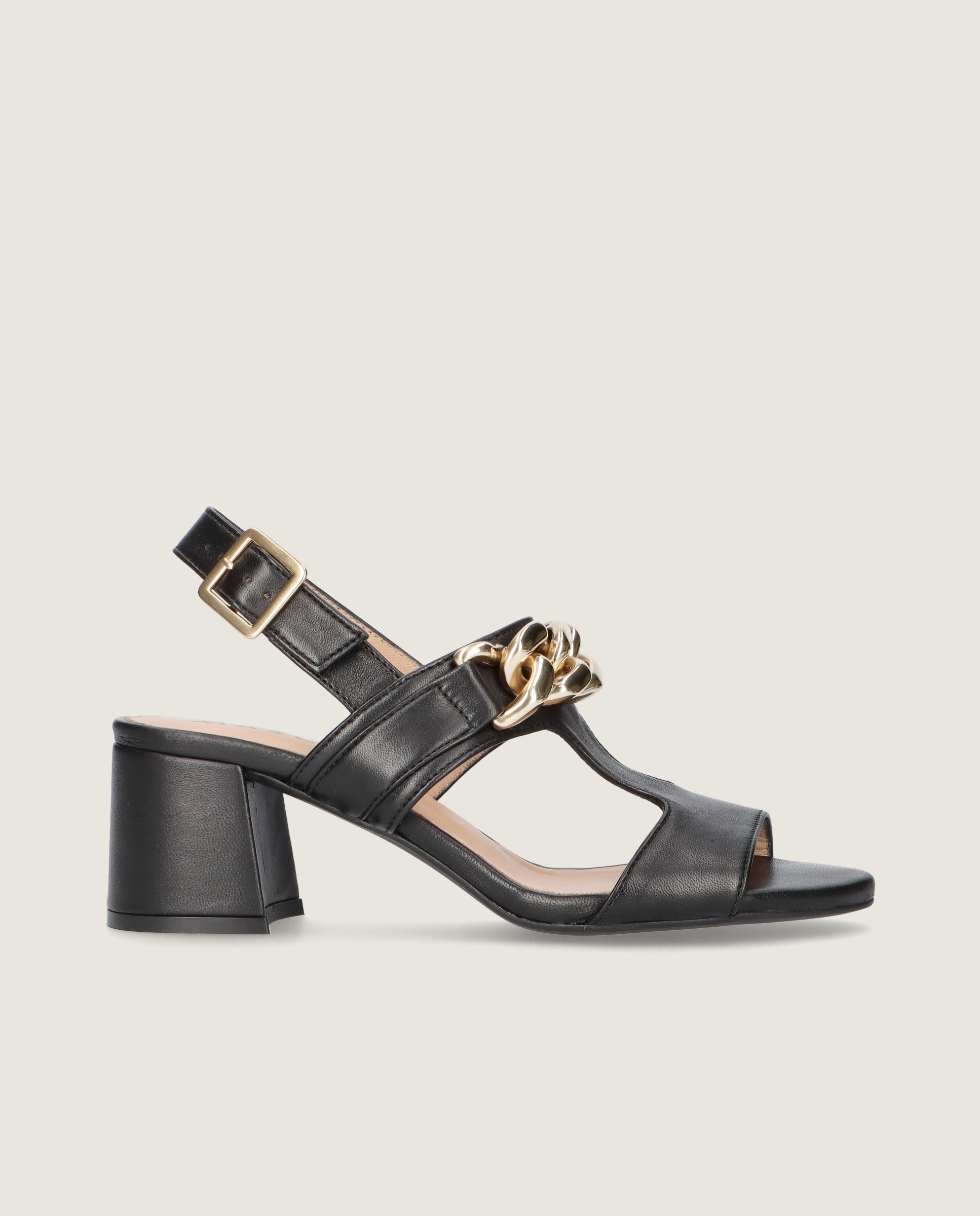 Yolanda Black Leather Sandals