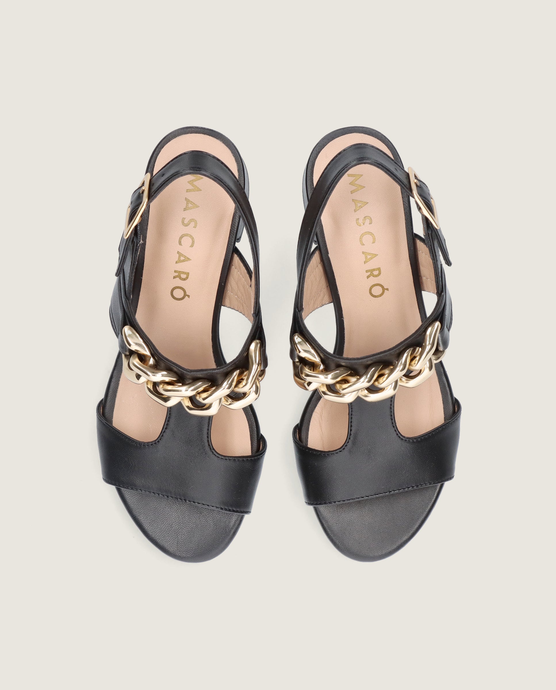 Yolanda Black Leather Sandals