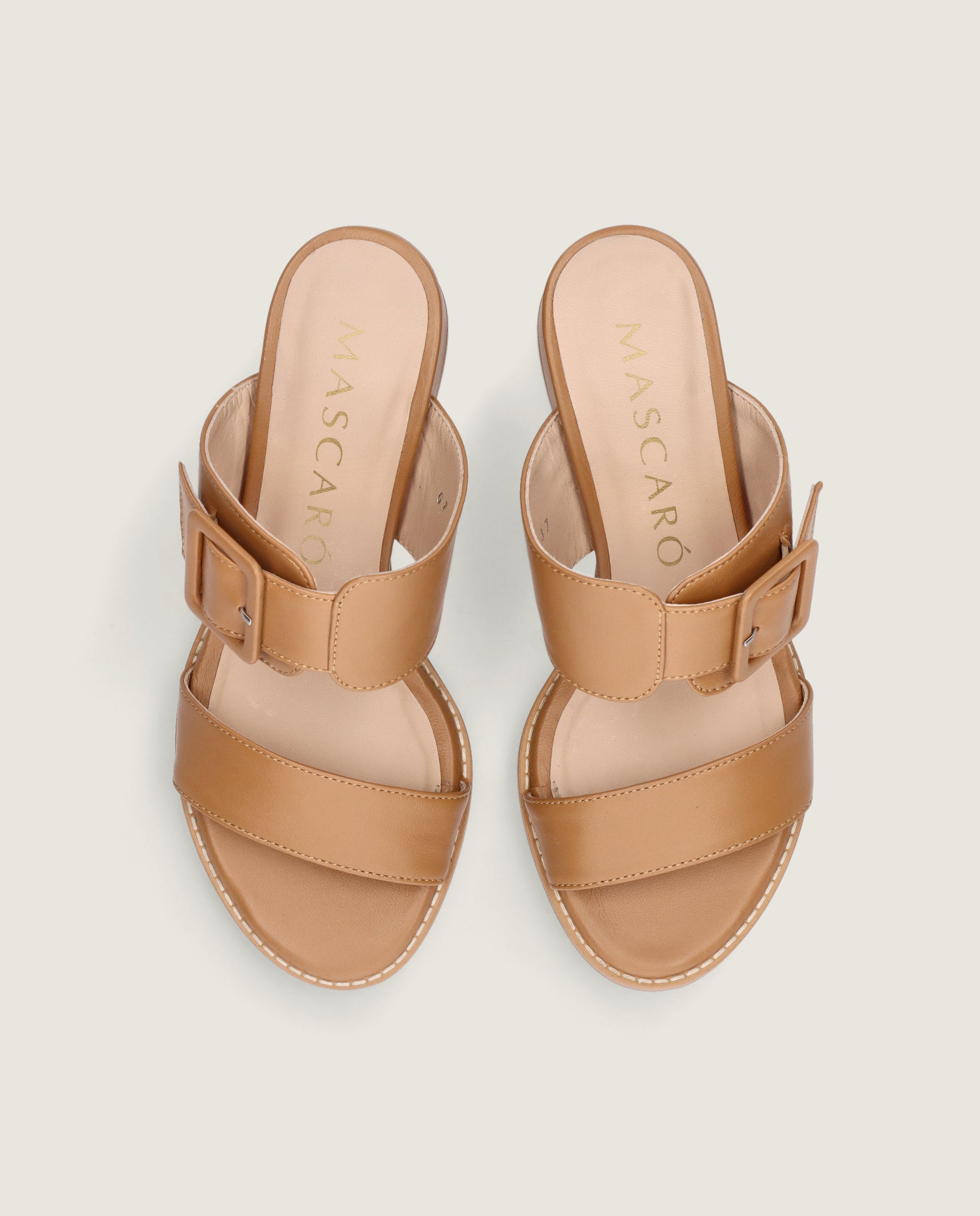 Alternative view of Yolanda Brown Leather Sandals by Mascaro