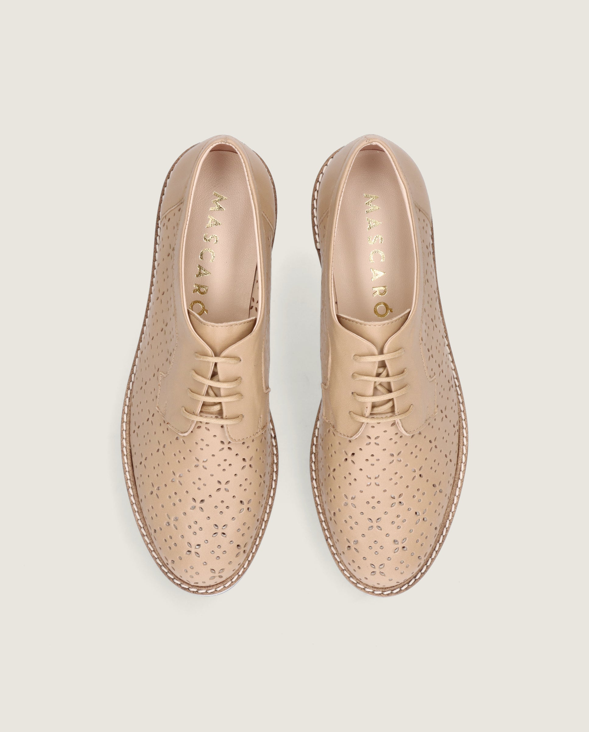 Zapatos Acordonados Donna Marrones Piel