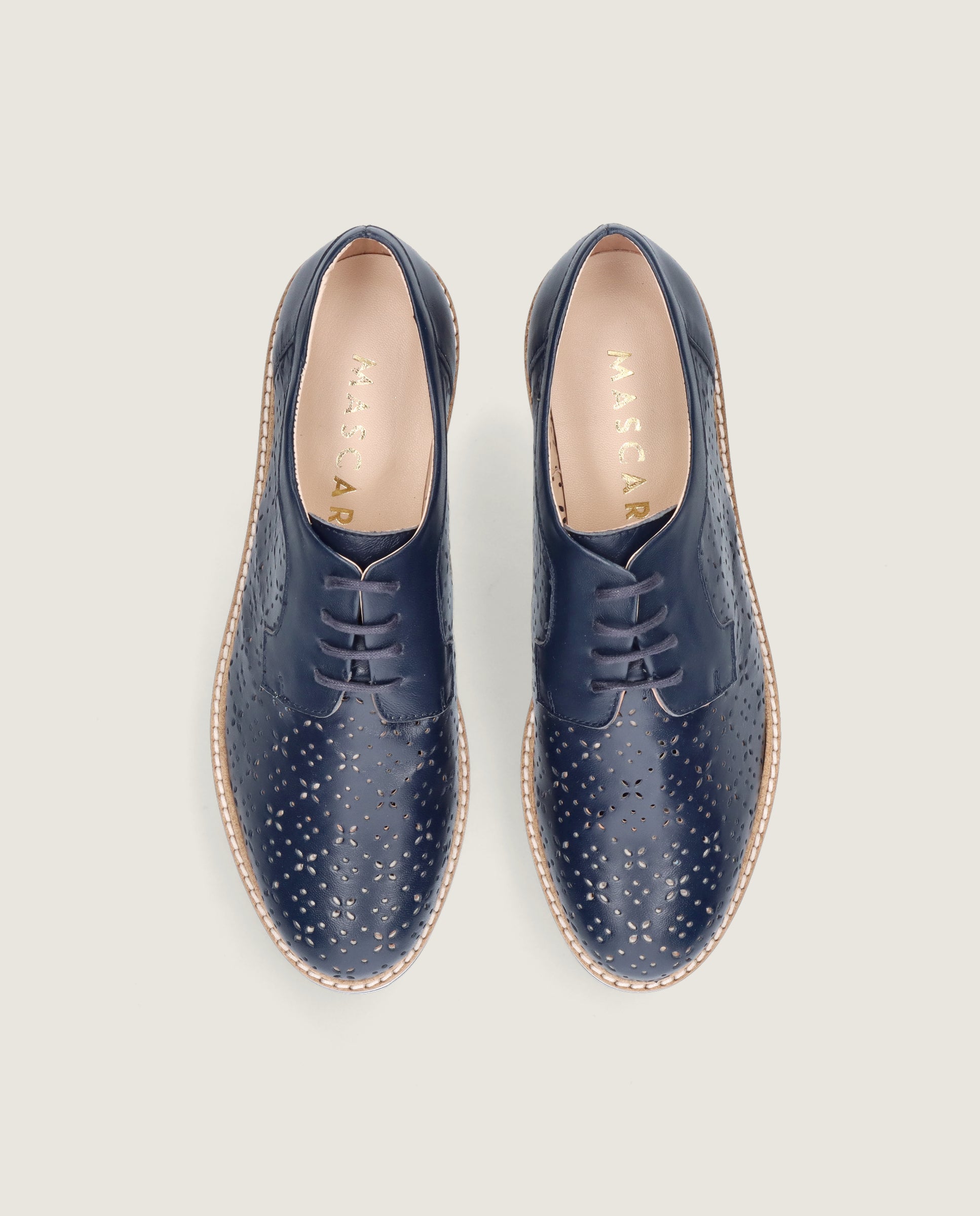 Zapatos Acordonados Donna Azules Piel