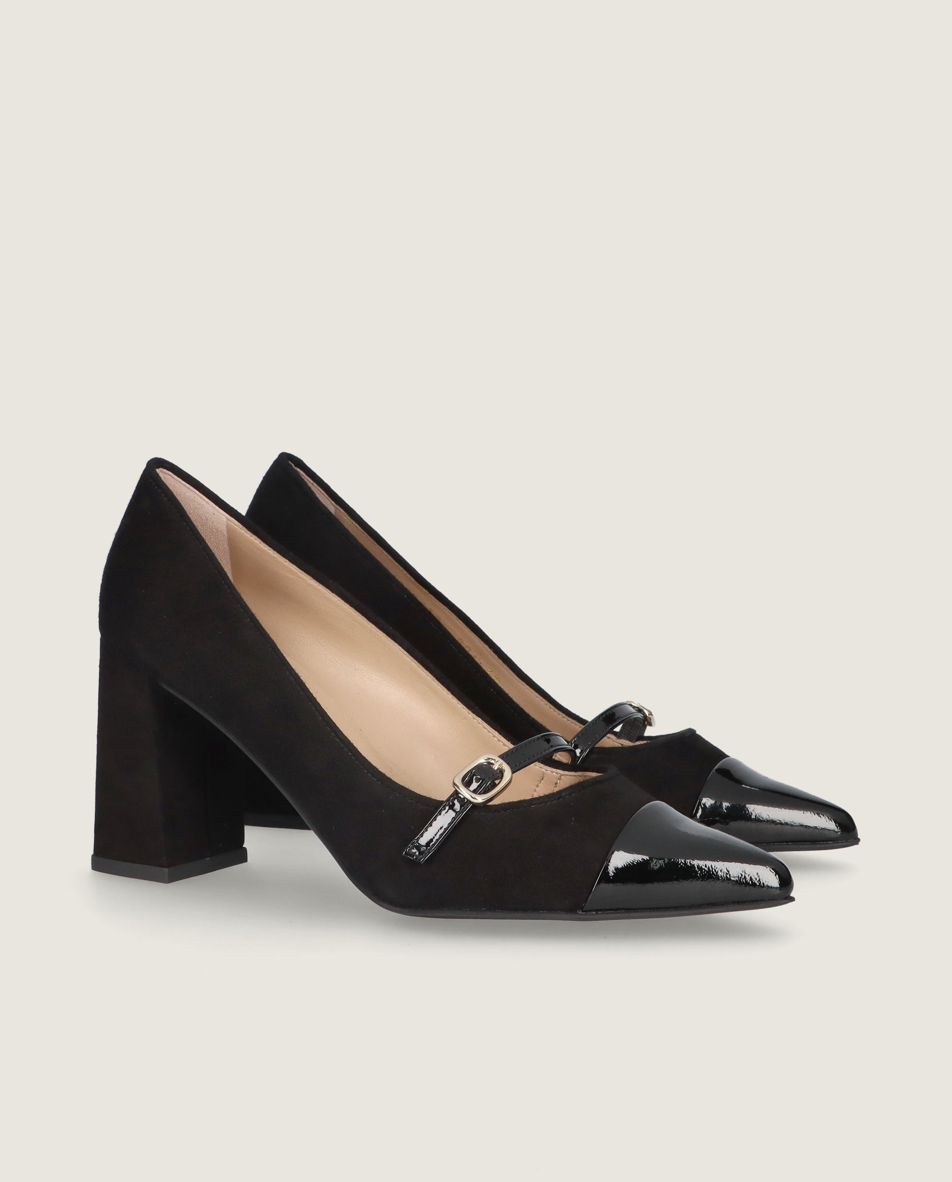 Image of Renata Black Leather Pumps by Mascaro