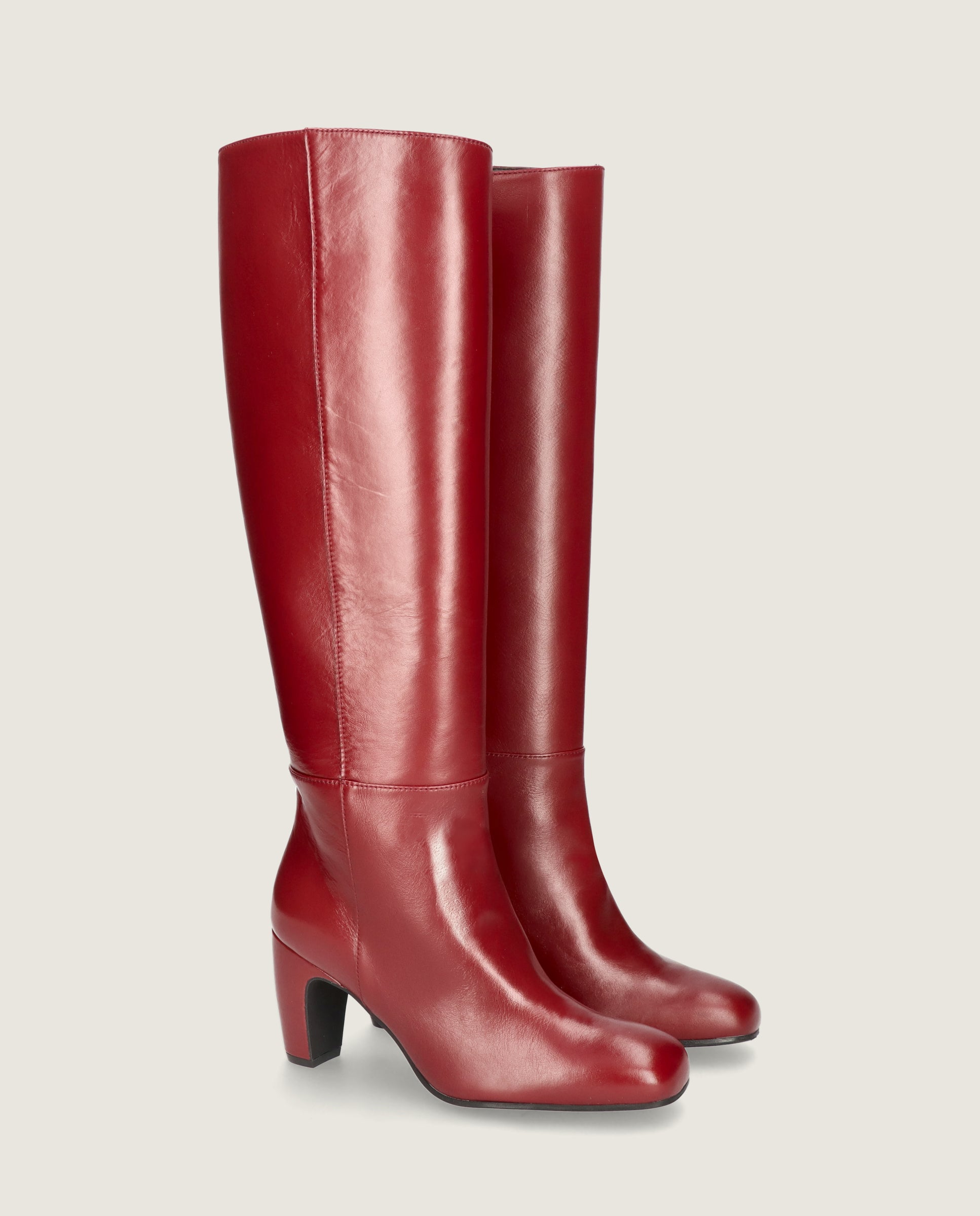 Emily Red Leather Boots