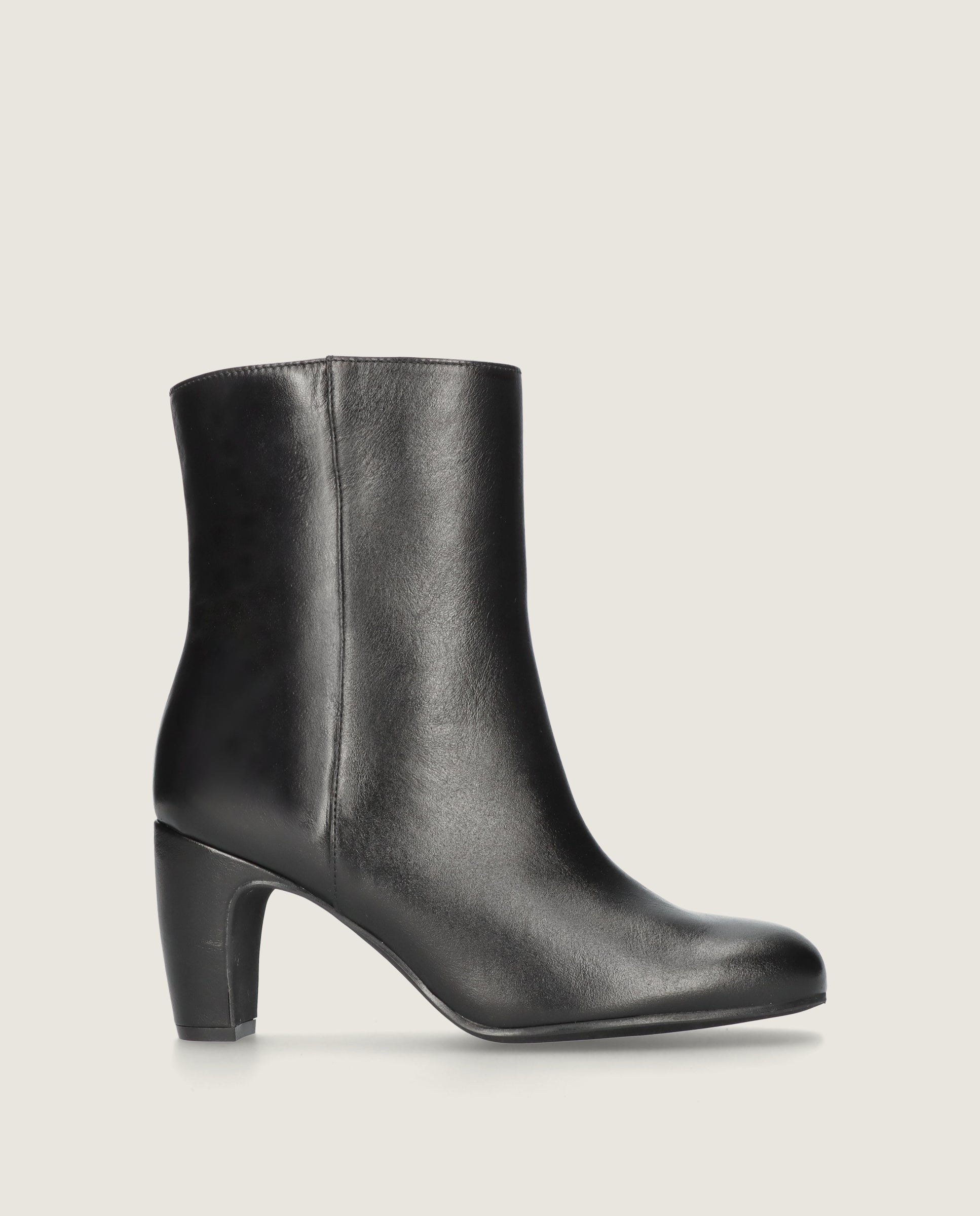 Emily Black Leather Ankle Boots