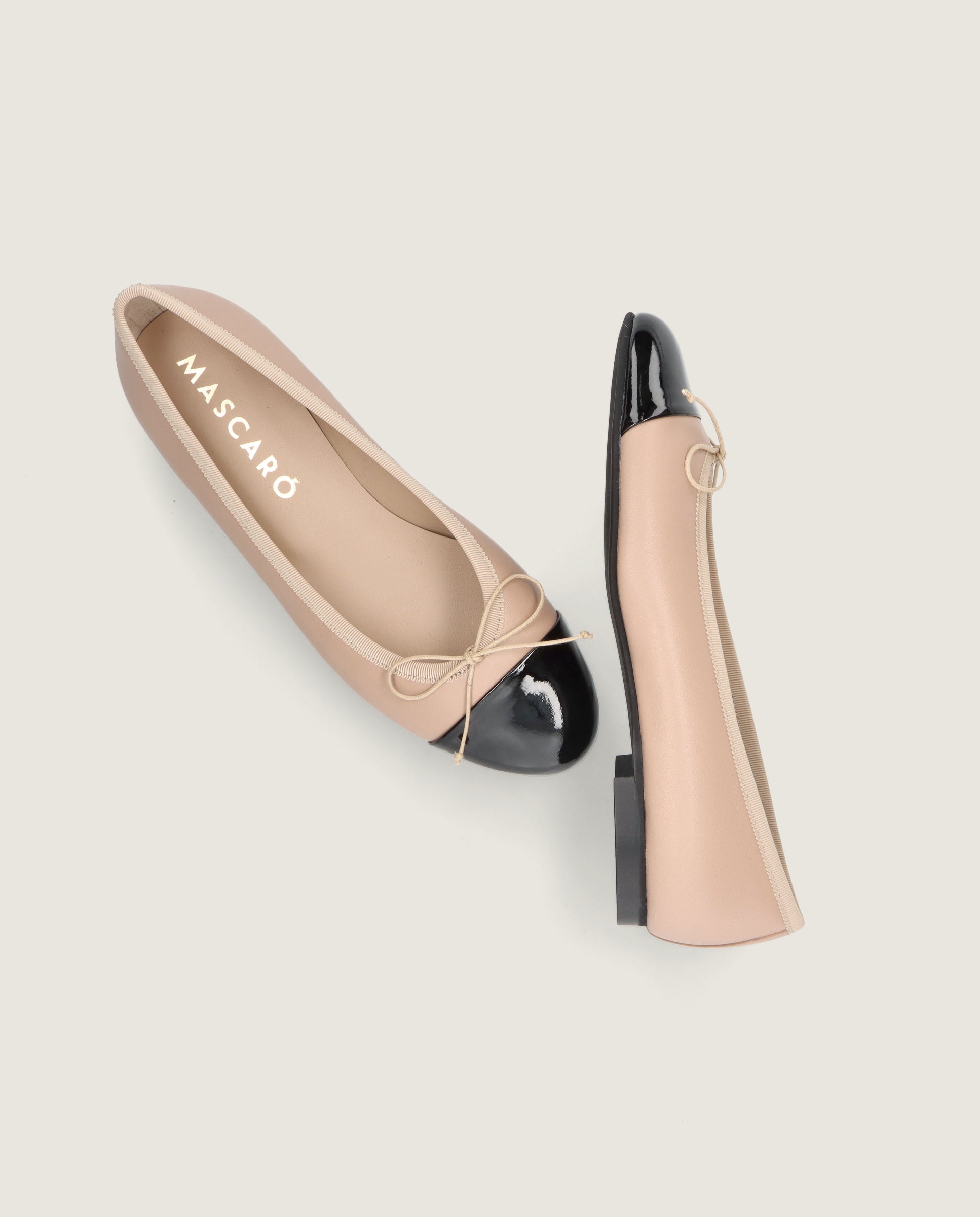 Audrey Beige Leather Ballet Flats