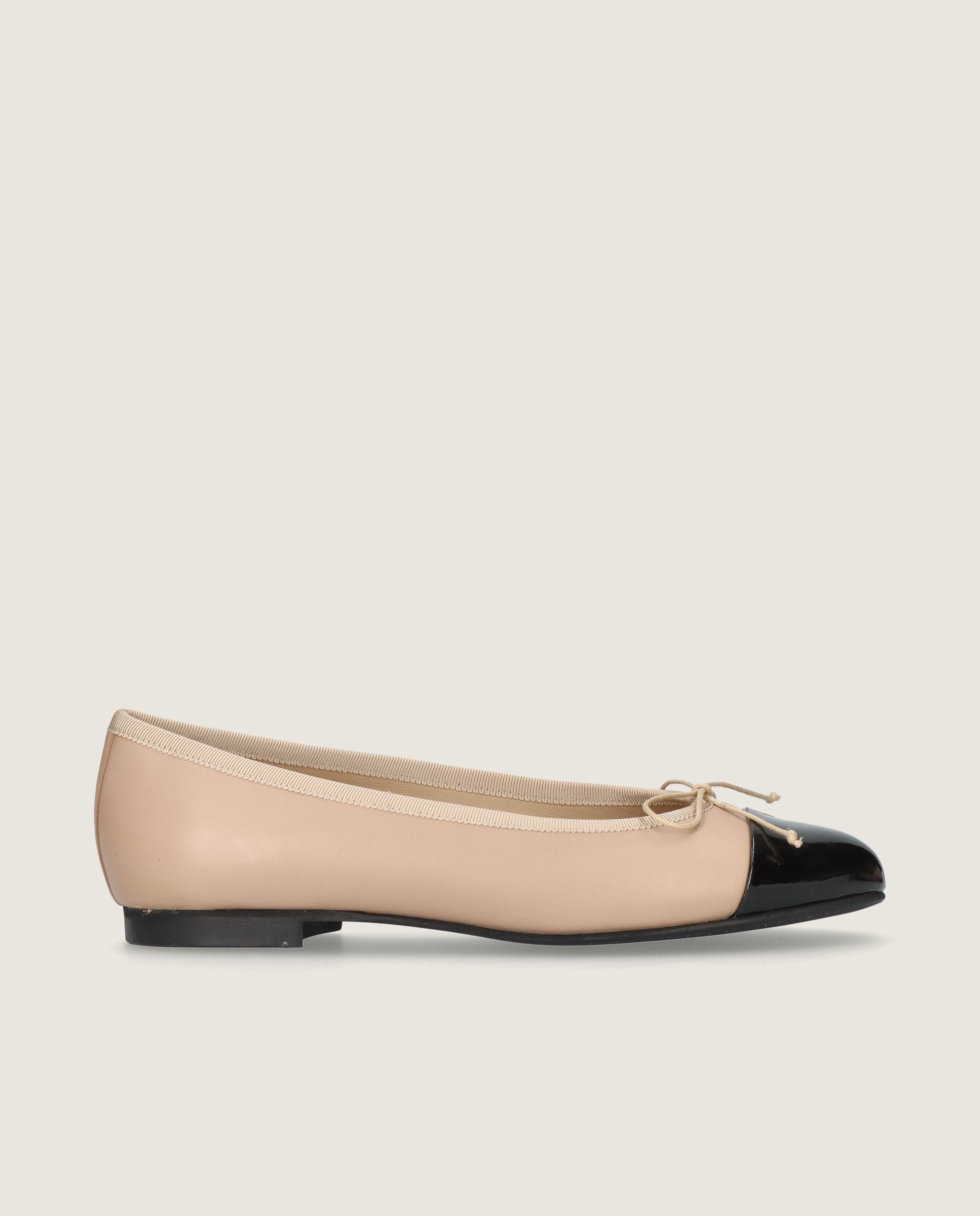 Audrey Beige Leather Ballet Flats