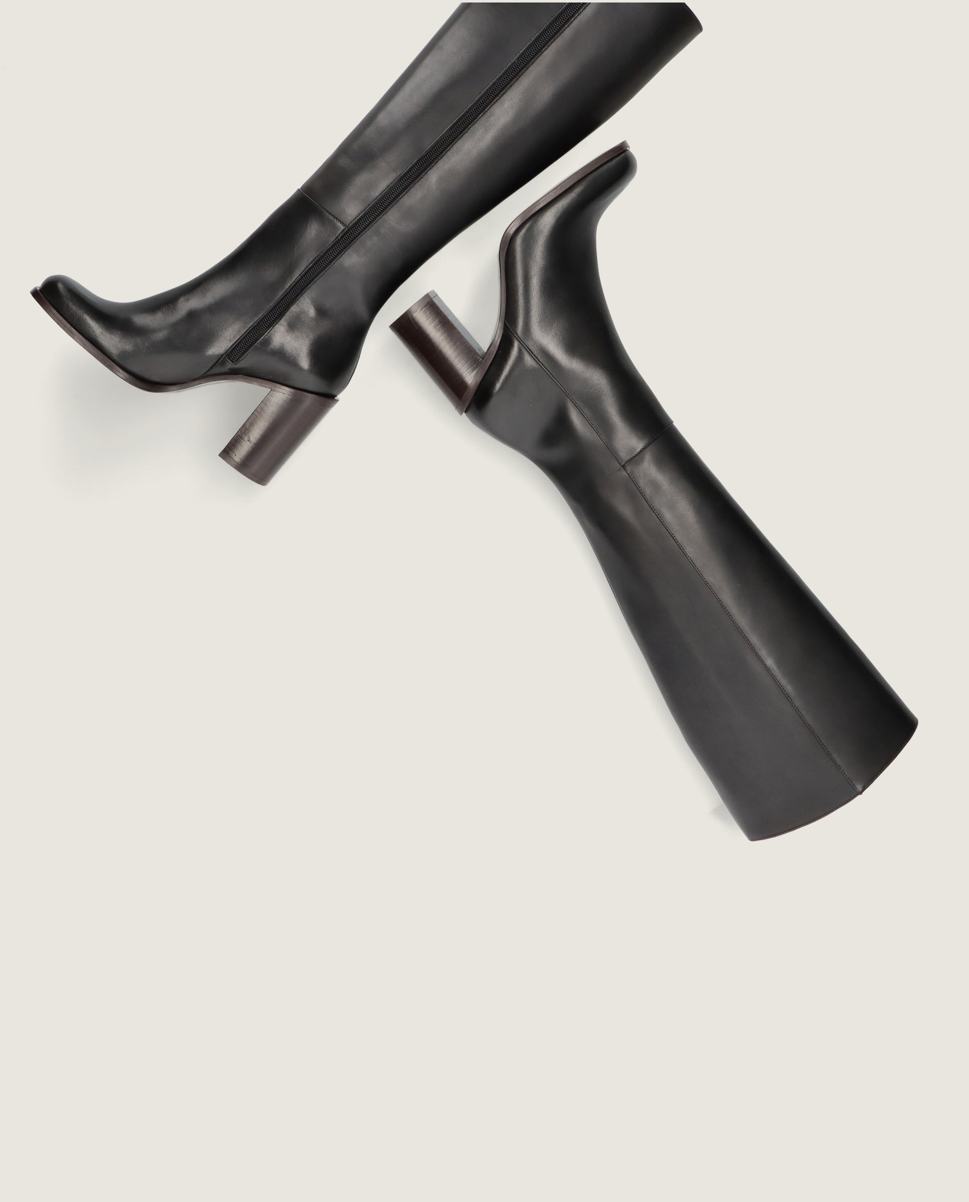 Asha Black Leather Boots