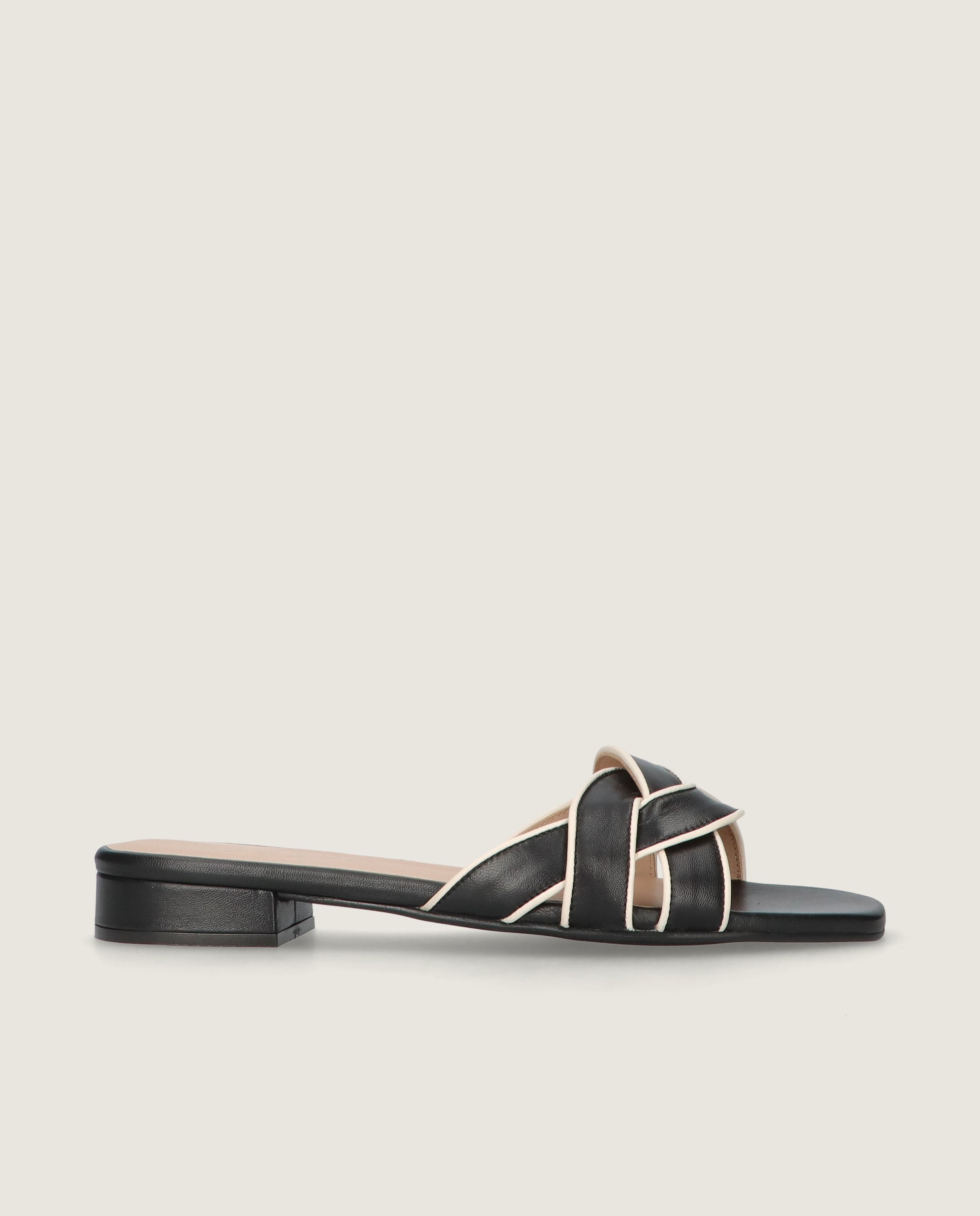Eva Black Leather Sandals