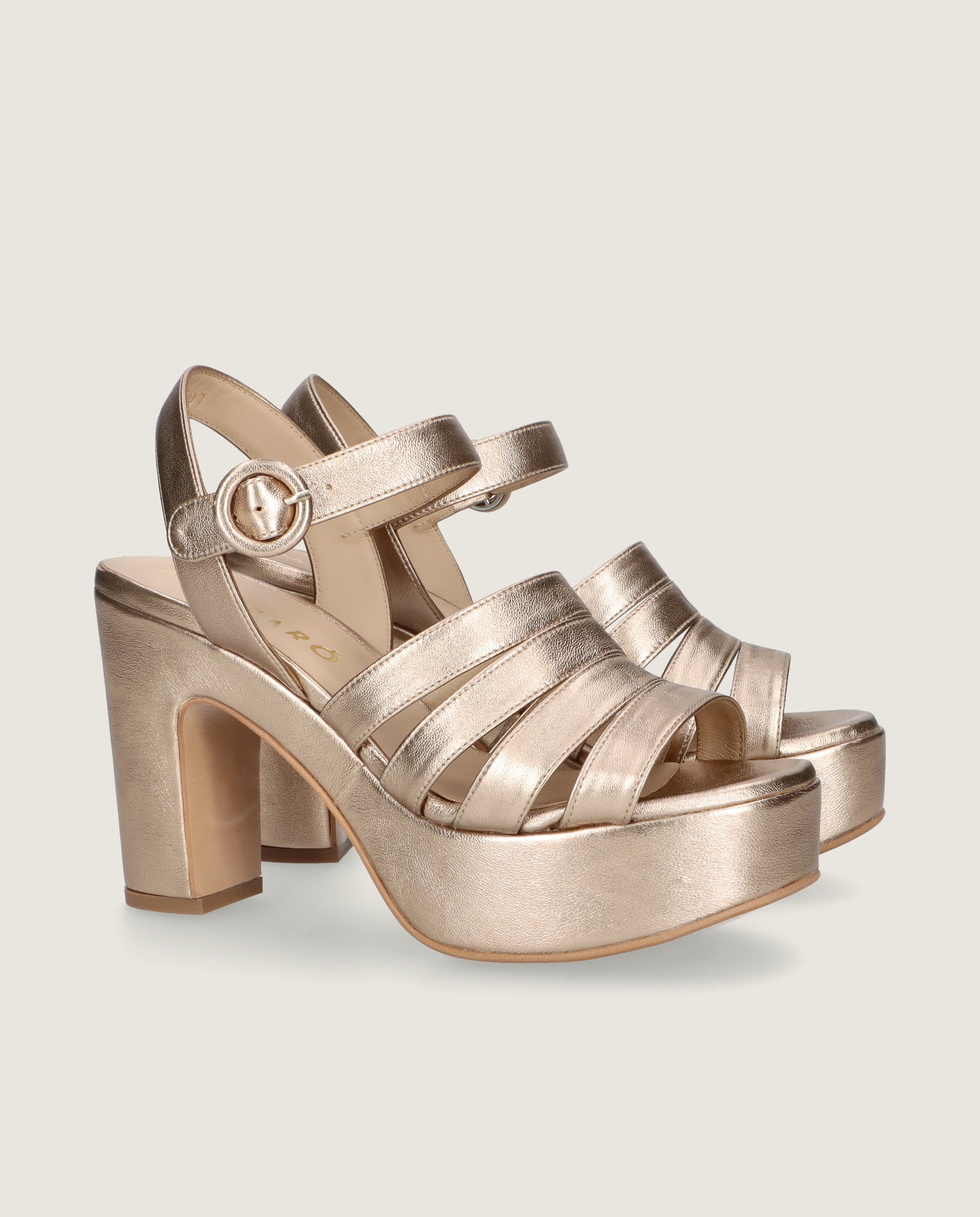 Imagen de Sandalias Ruth Dorados Pieles metalizadas por Mascaro