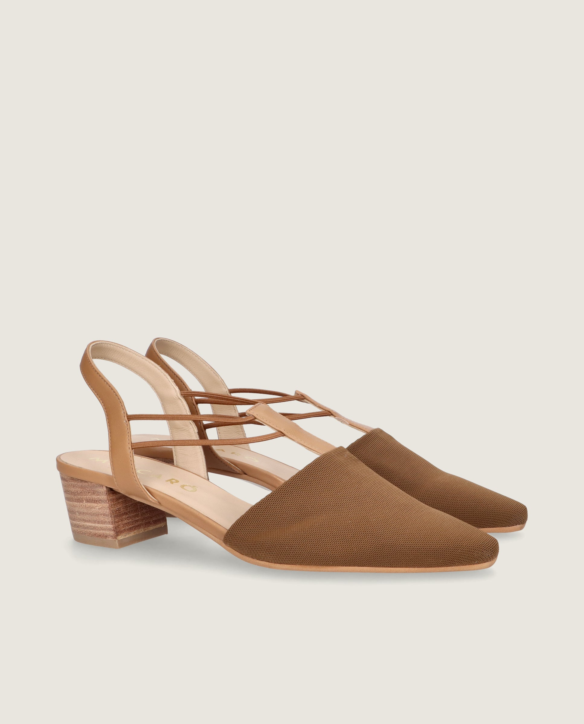 Image of Greta Brown Woven Pumps by Mascaro