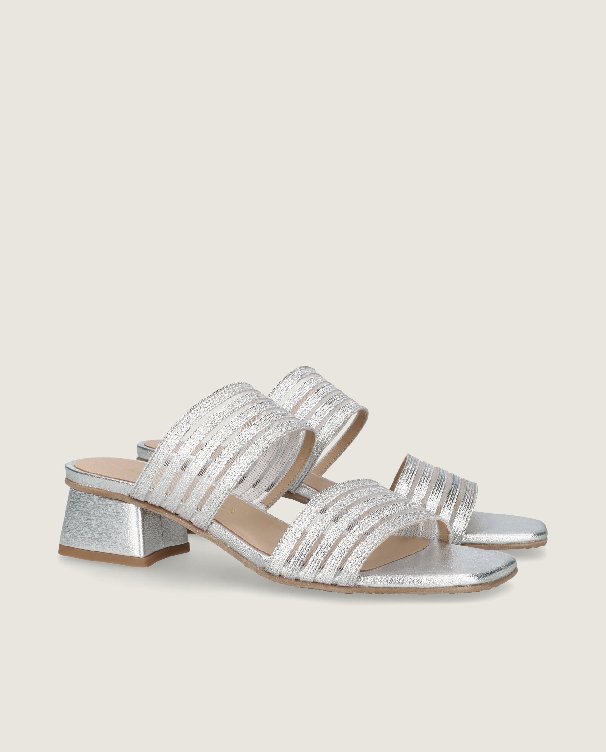 Image of Cannes Woven Sandals in Silver by Mascaro