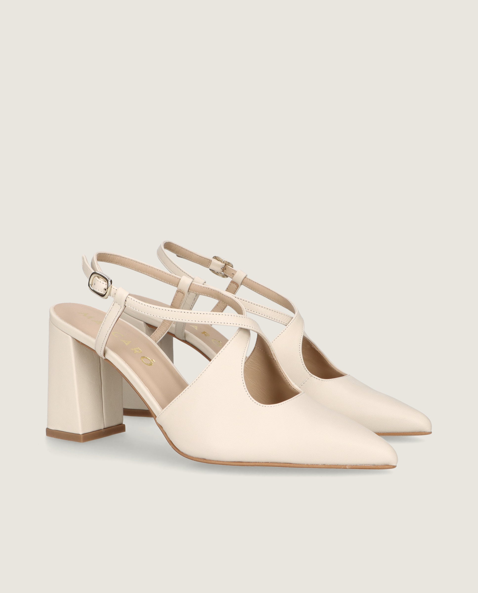 Image of Renata White Leather Pumps by Mascaro