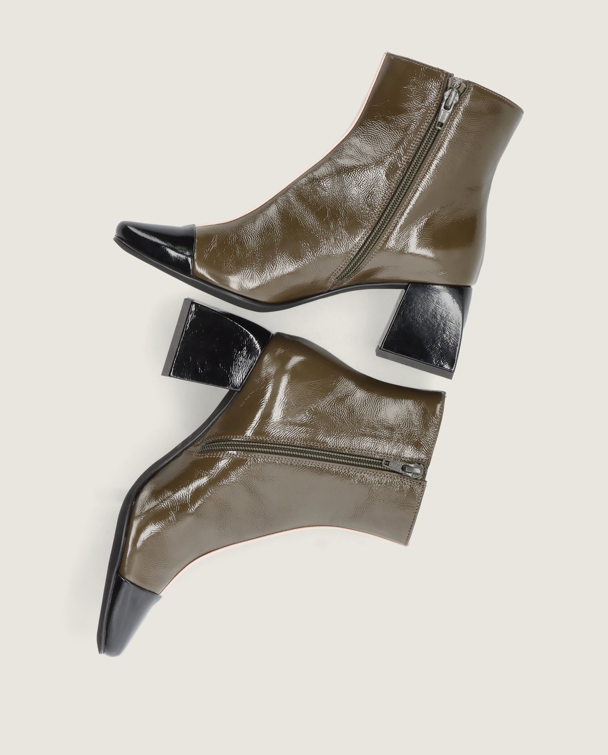 Freja Green Patent Ankle Boots