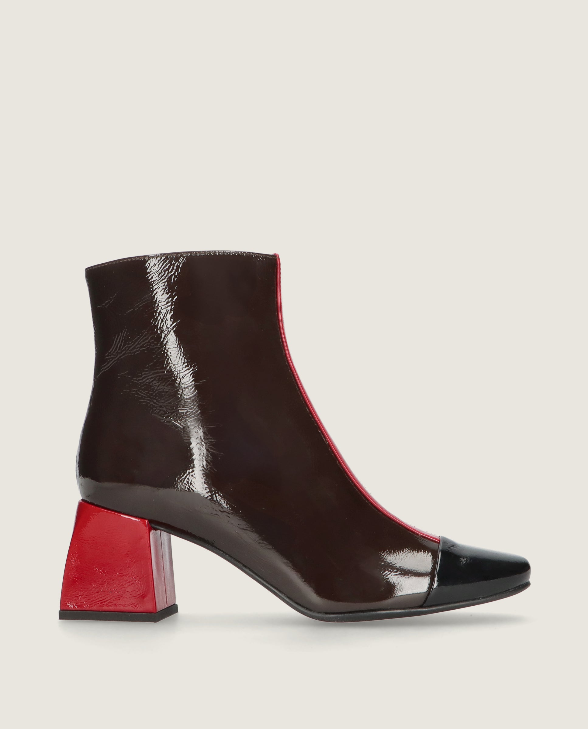Freja Brown Patent Leather Ankle Boots