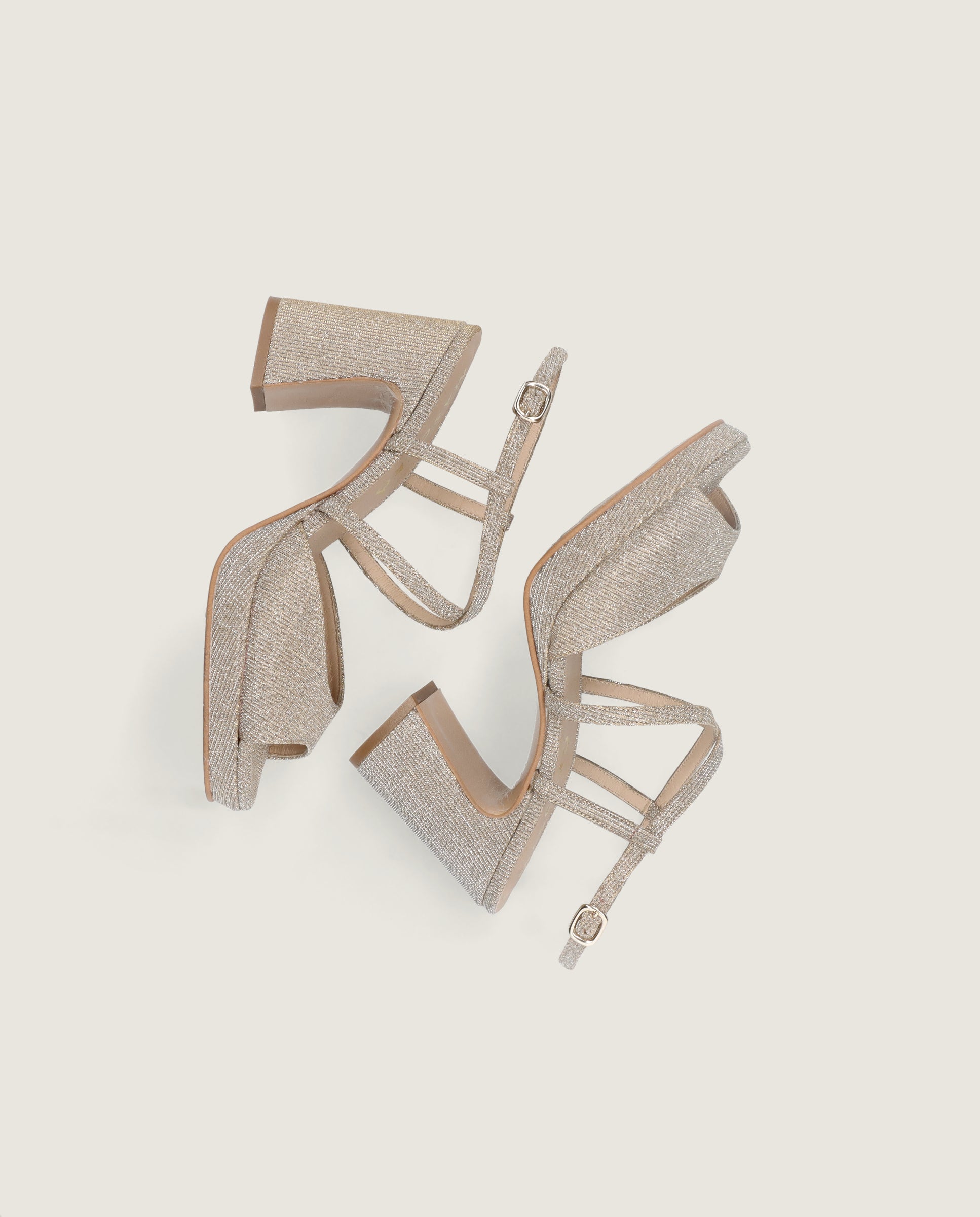 Mary Sandalen Silber Metallic Gewebe