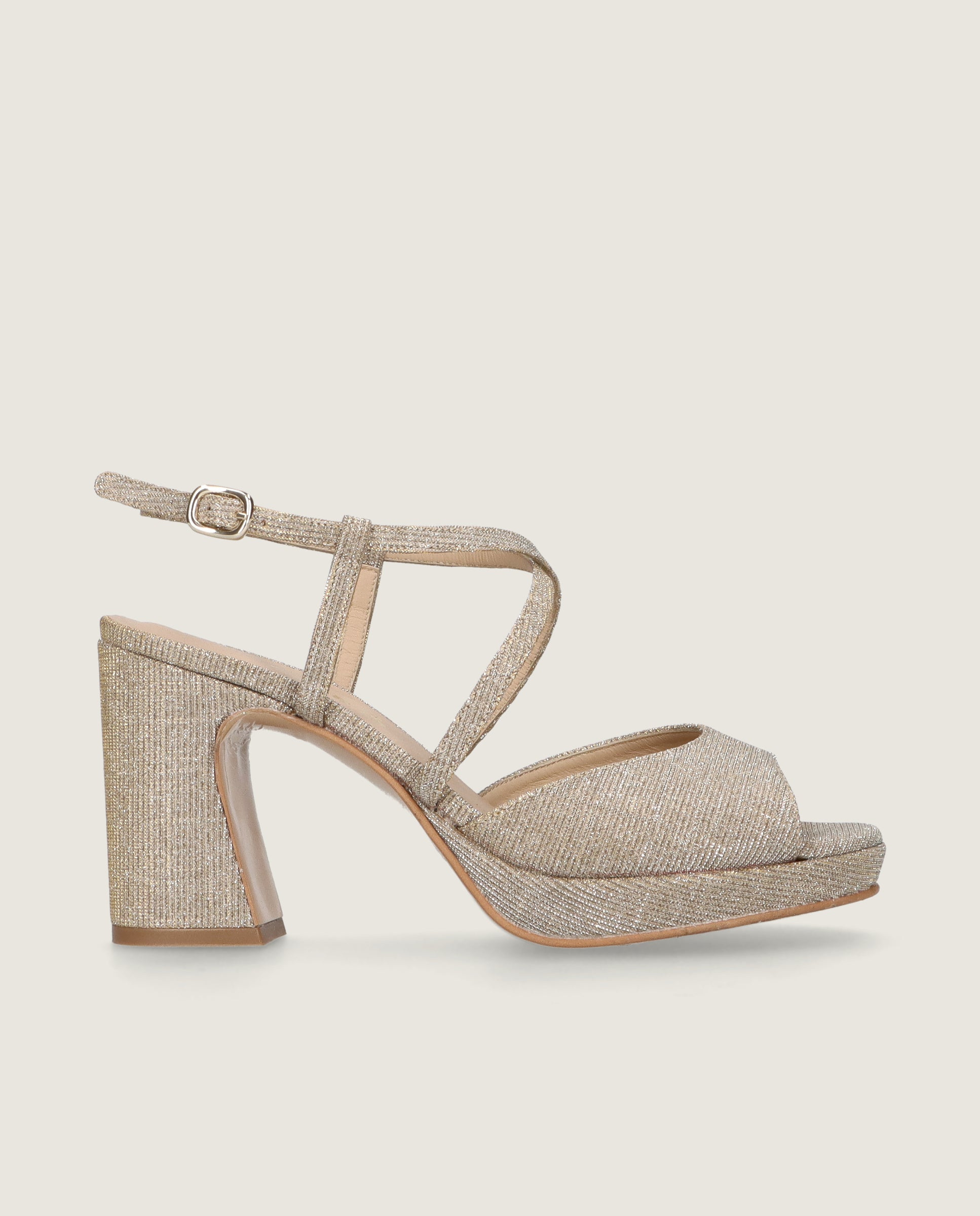 Mary Sandalen Silber Metallic Gewebe