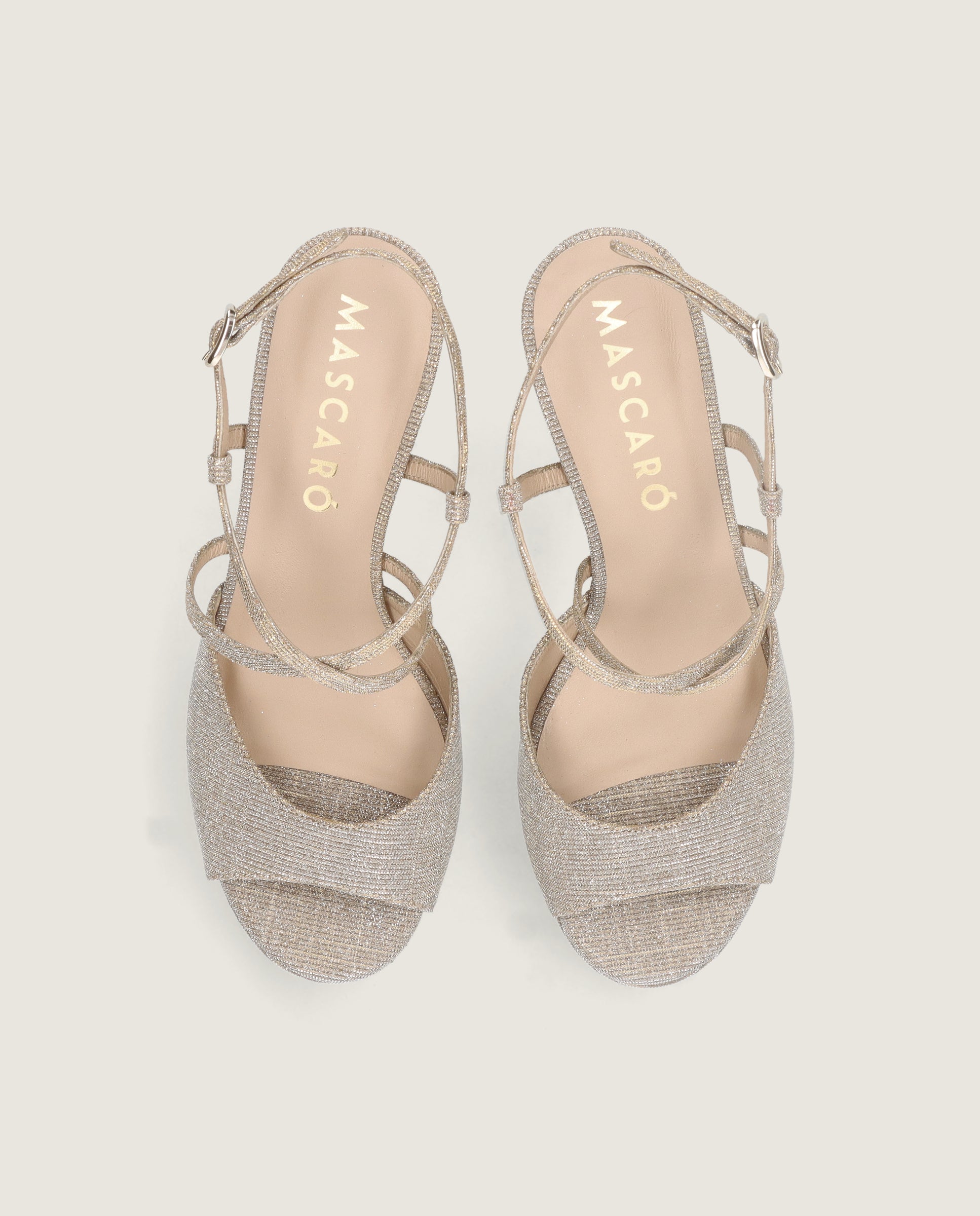 Sandalias Mary Plateados Tejidos Metalizados