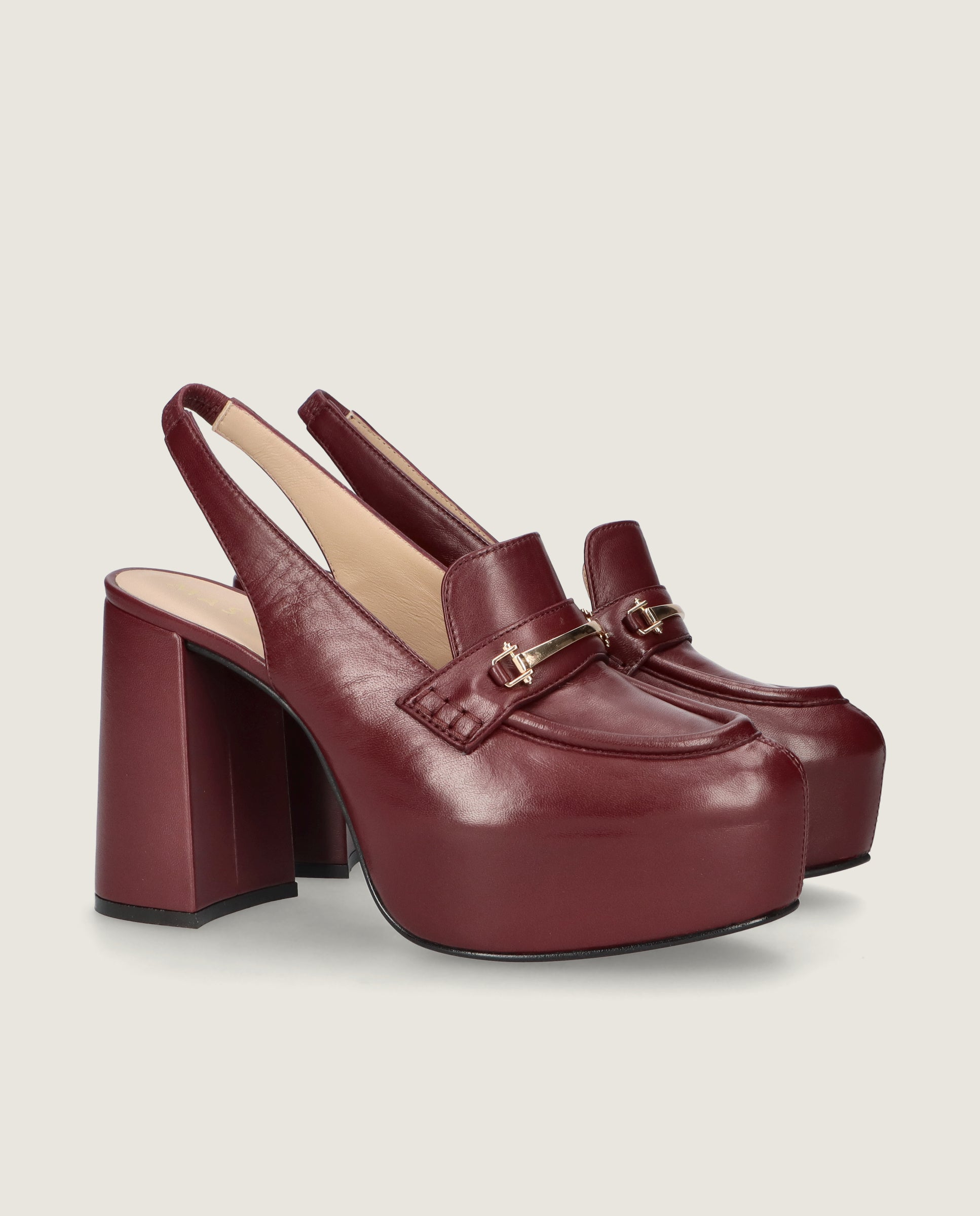 Image of Anna Red Leather Loafers by Mascaro