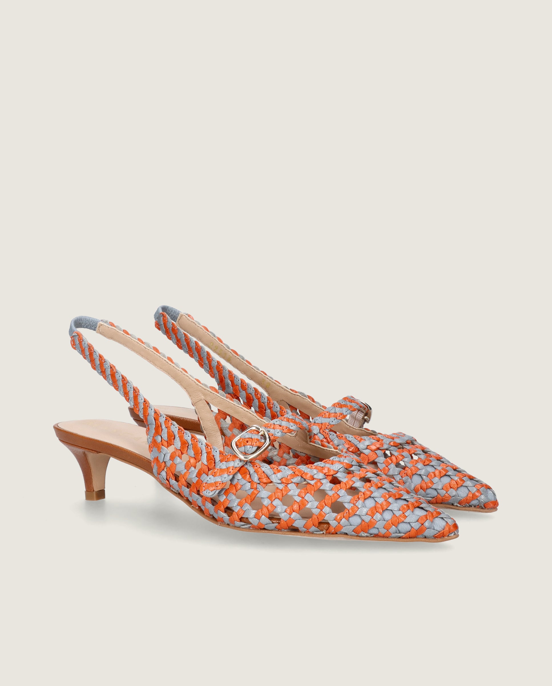 Image of Holly Slingback Pump in blue and orange woven leather by Mascaro