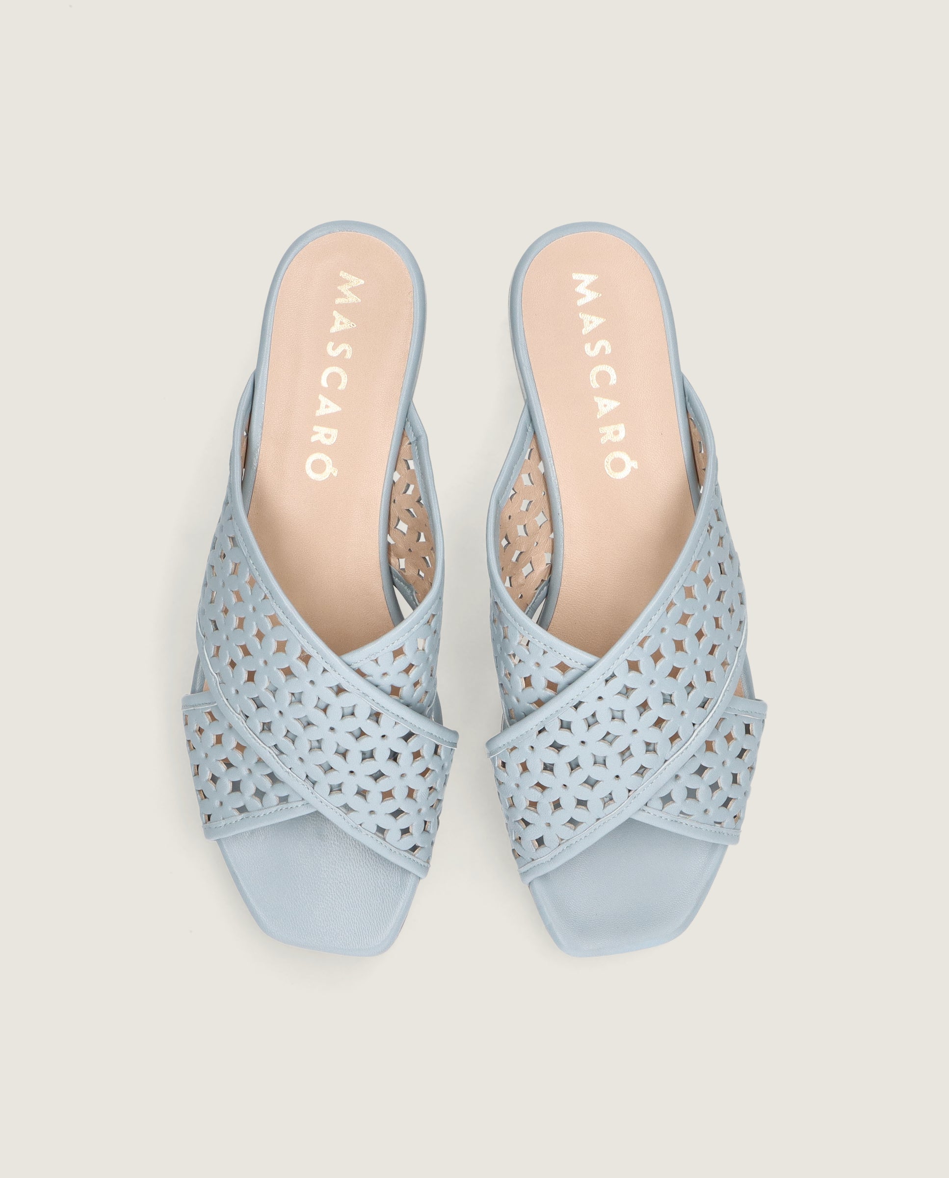Alternative view of Eva Sandal in blue leather by Mascaro